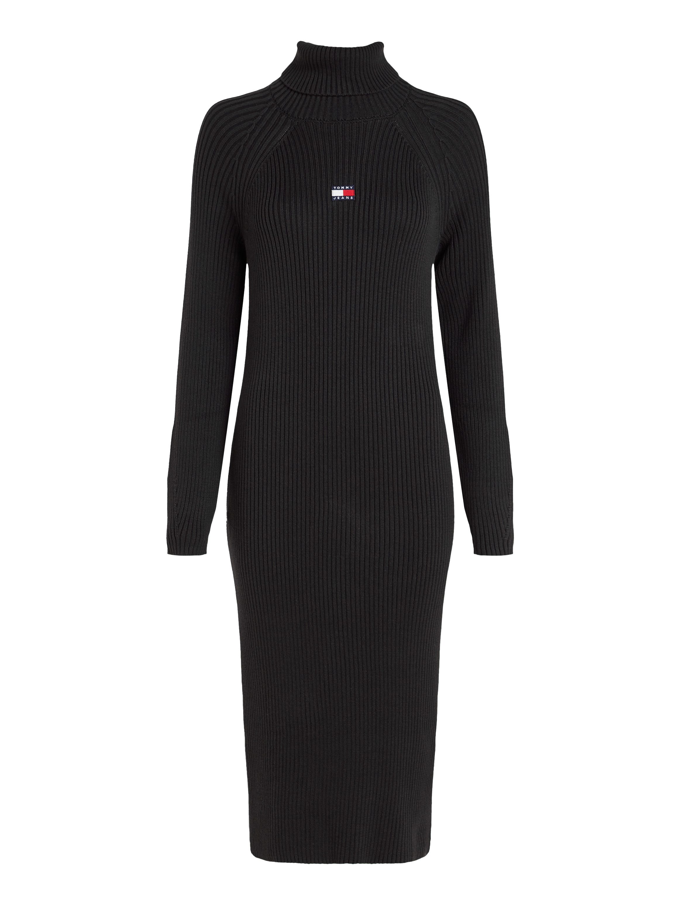 TOMMY JEANS Gebreide jurk TJW MOCKNECK BADGE SWEATER DRESS