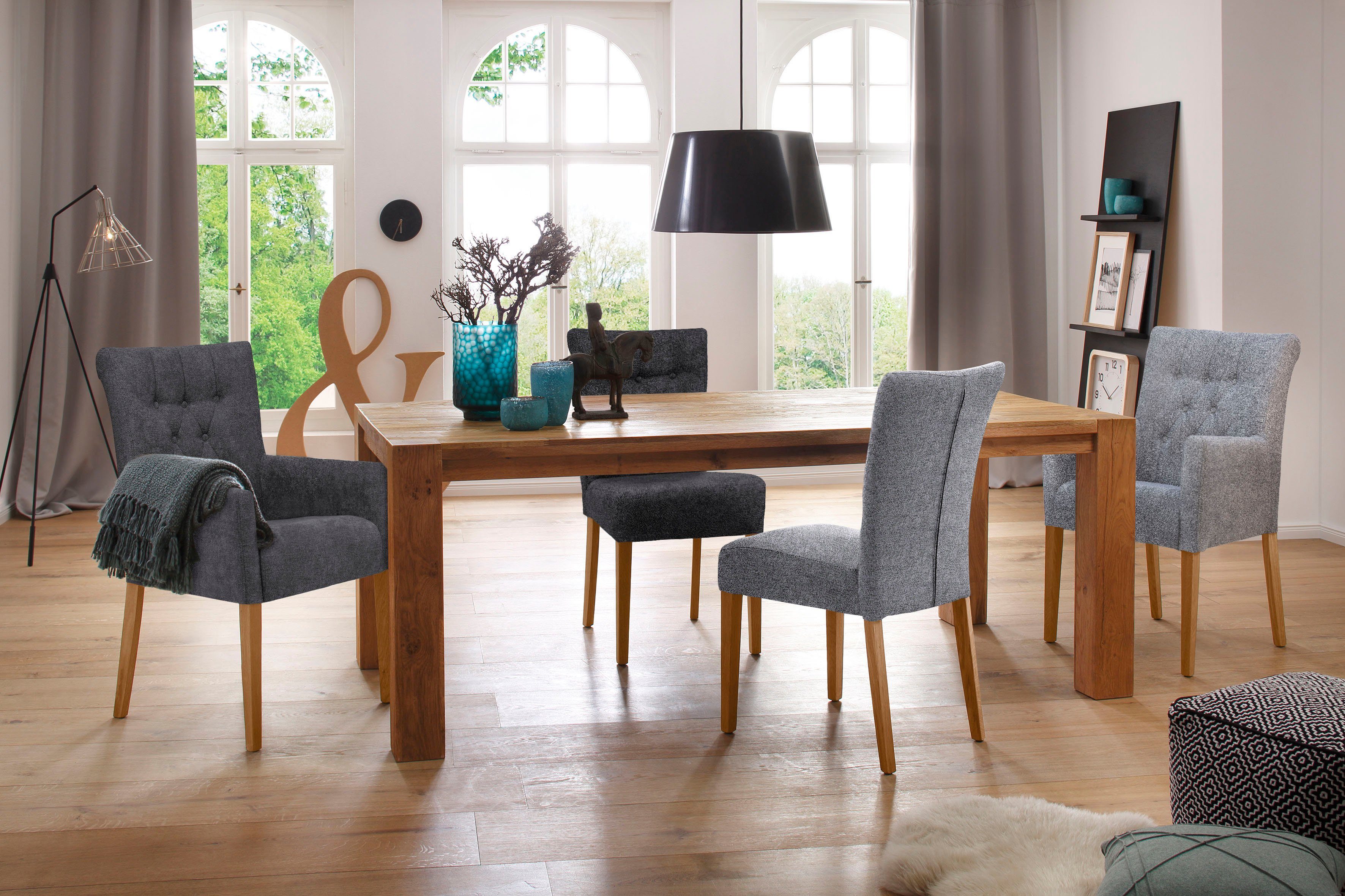 Home affaire Eetkamerstoel King Fauteuil met knoopdetails, gestoffeerde stoel (1 stuk)