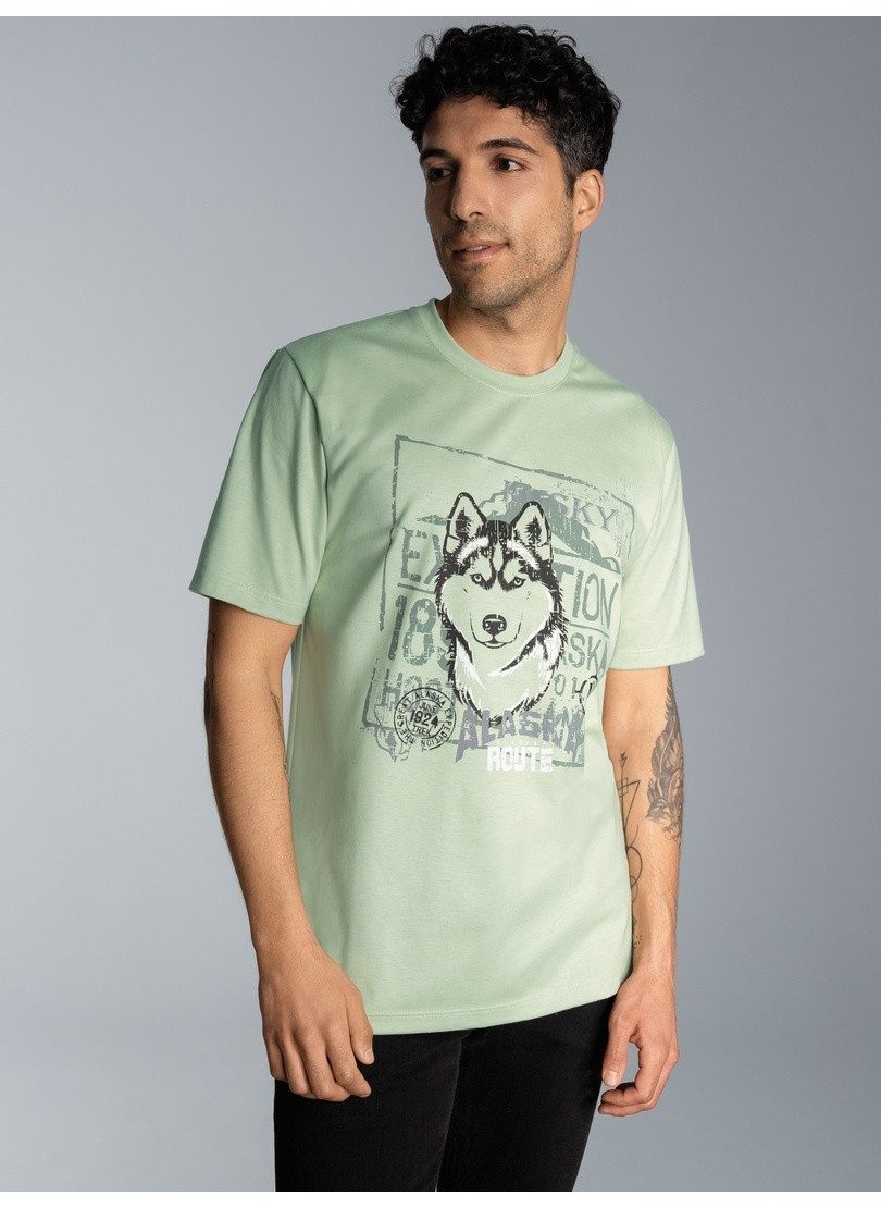 Trigema T-shirt met grote husky print (1-delig)