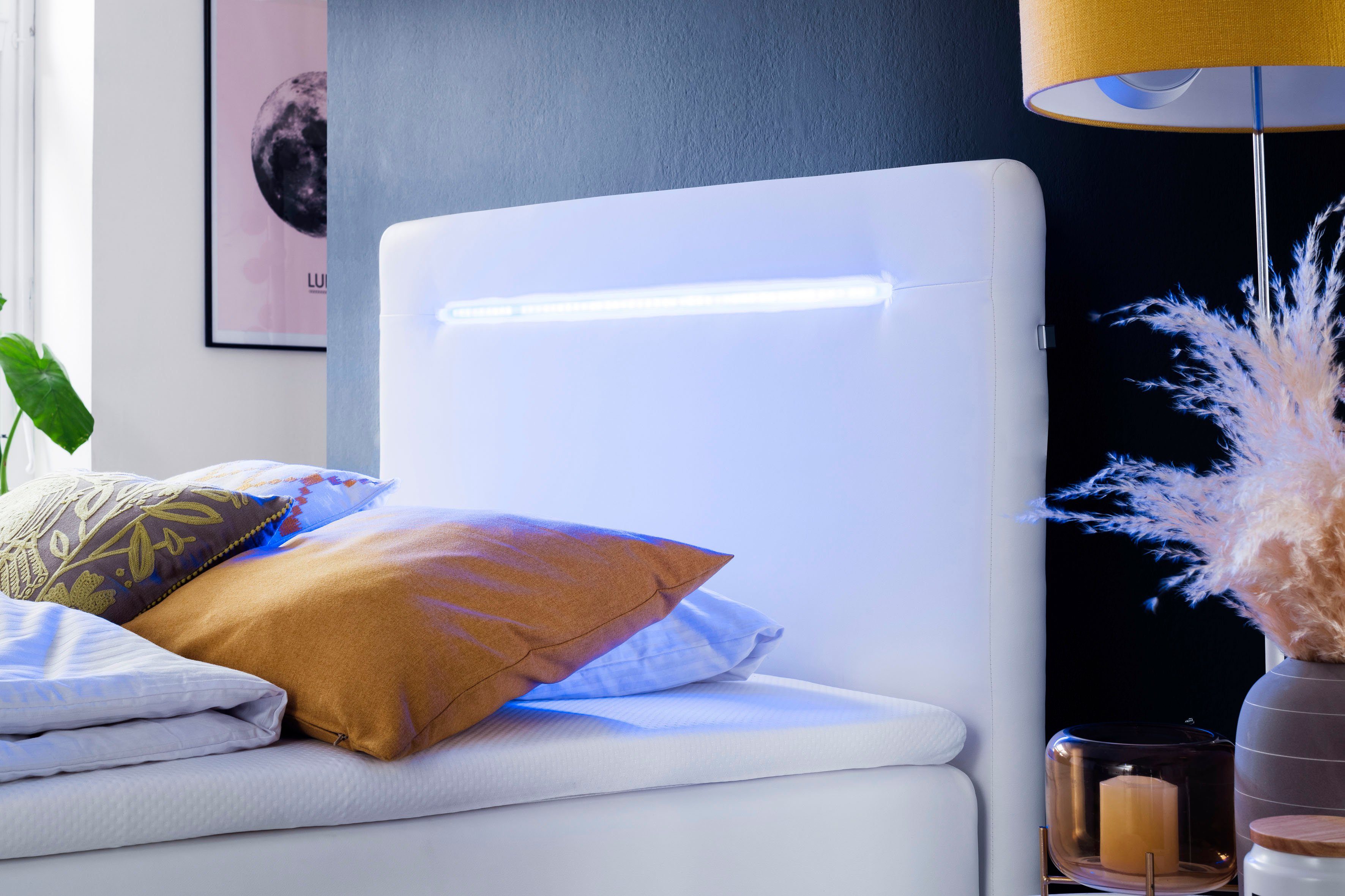 meise.möbel Boxspring Las Vegas 2 inclusief ledverlichting in het hoofdbord, met bedkist en topmatras
