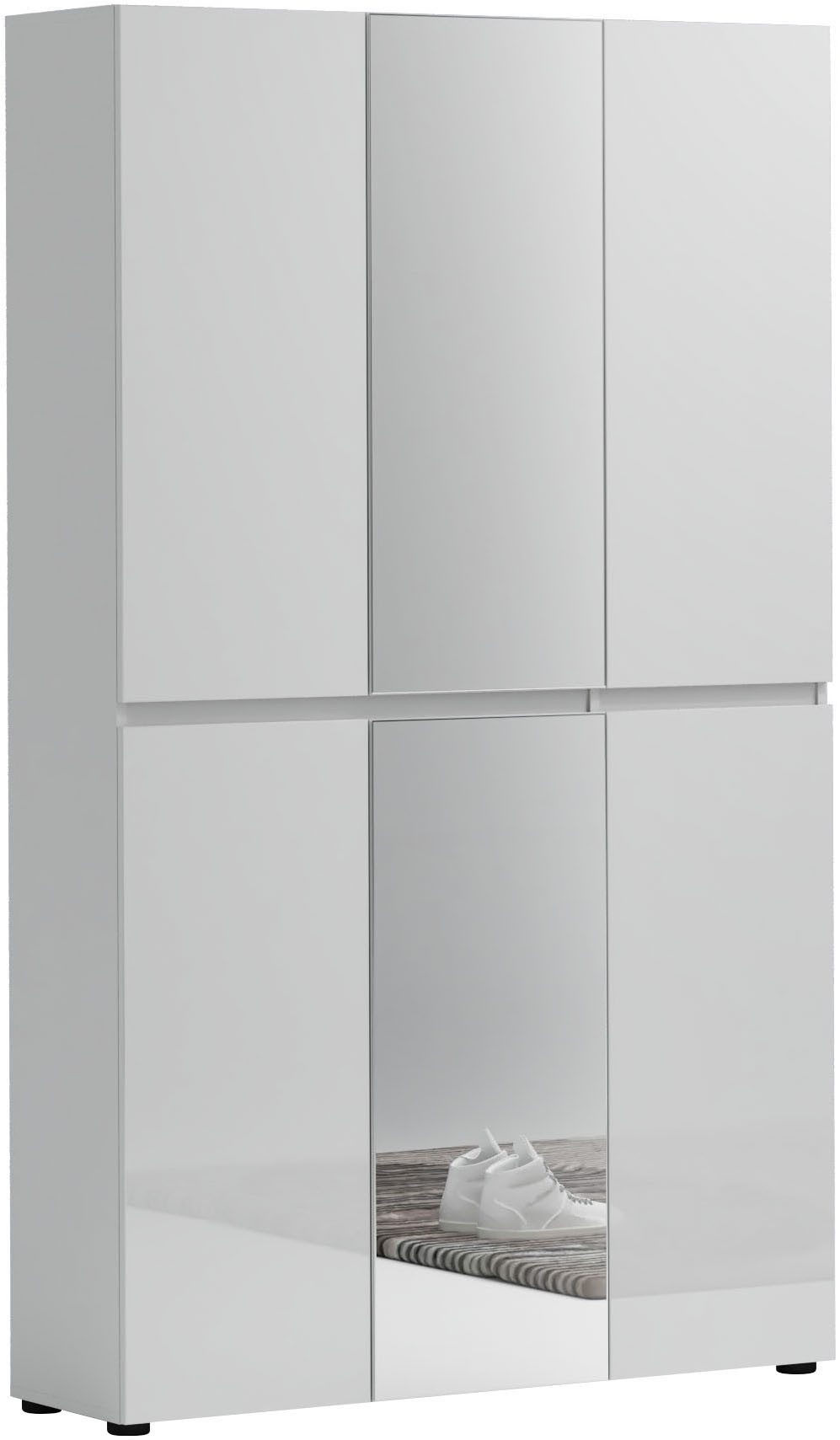 INOSIGN Schoenenkast Mister, schoenenkast, schoenenmeubelen, schoenenopslag, schoenenrek Breedte 120 cm, hoogte 200 cm, diepte 34 cm, 6 deuren, 24 vakken, 2 spiegels