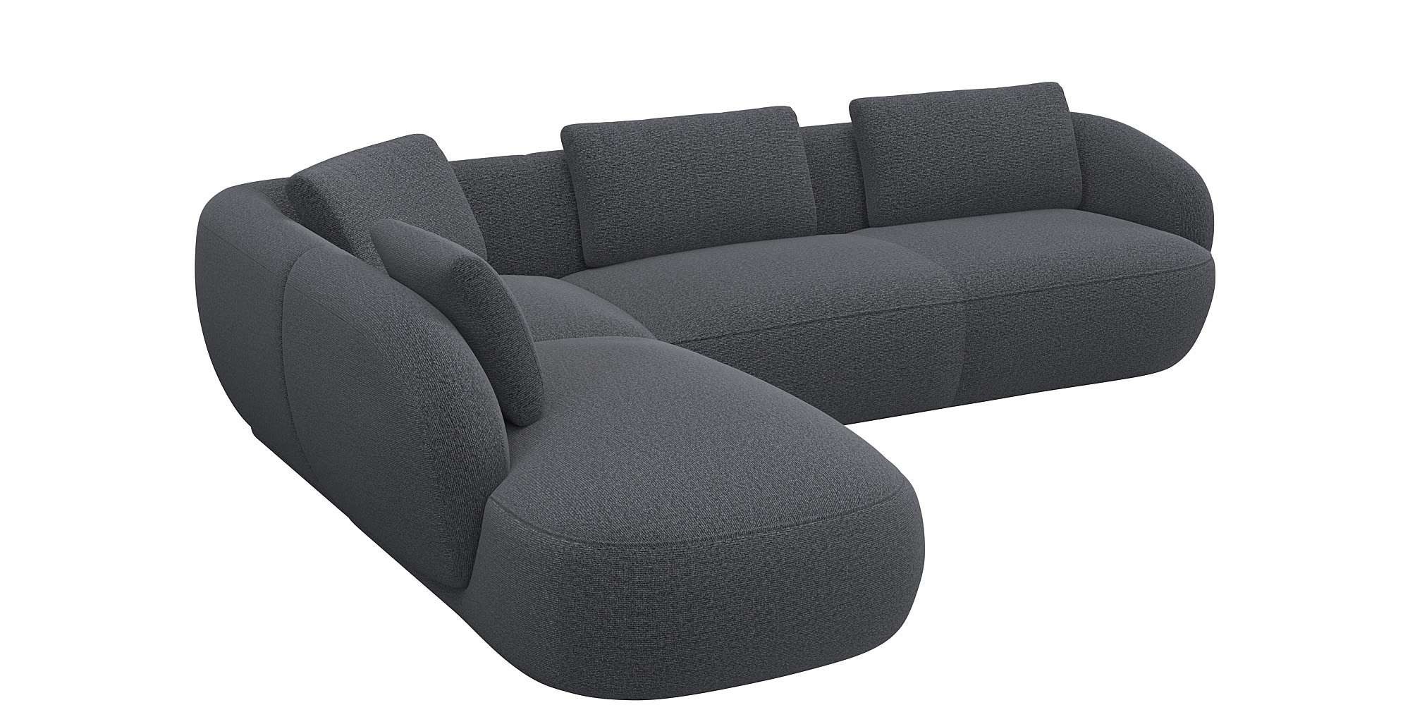 FLEXLUX Hoekbank Torino, rond, L-vorm, bankhoek met ottomane Modern, organisch bankontwerp, koudschuim, golfvering