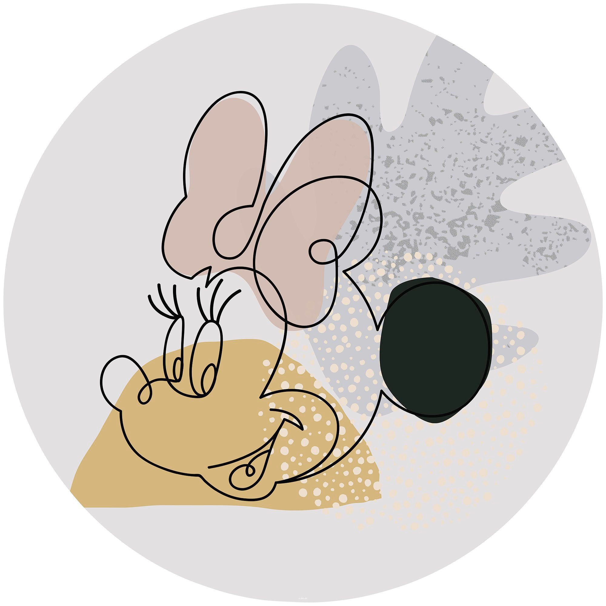 Komar Fotobehang Zelfklevend vlies - Minnie Line Art - Afmeting 125 x 125 cm