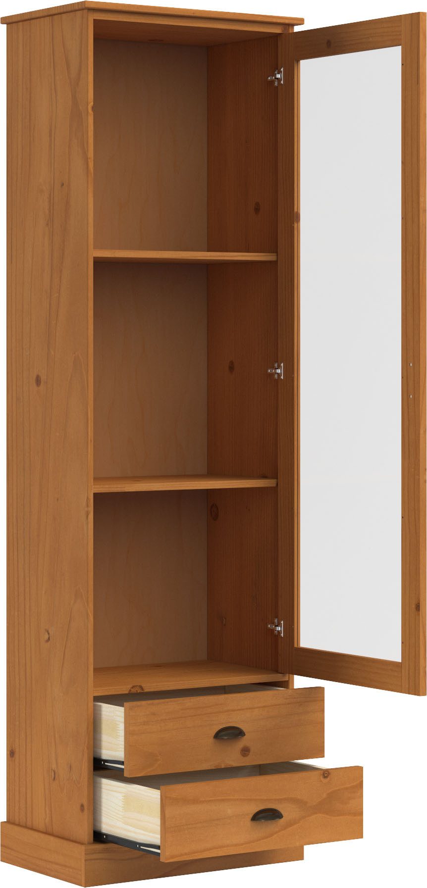 Home affaire Vitrinekast Schröder met 1 schuifdeur, 2 lades, van massief grenenhout, breedte 55cm