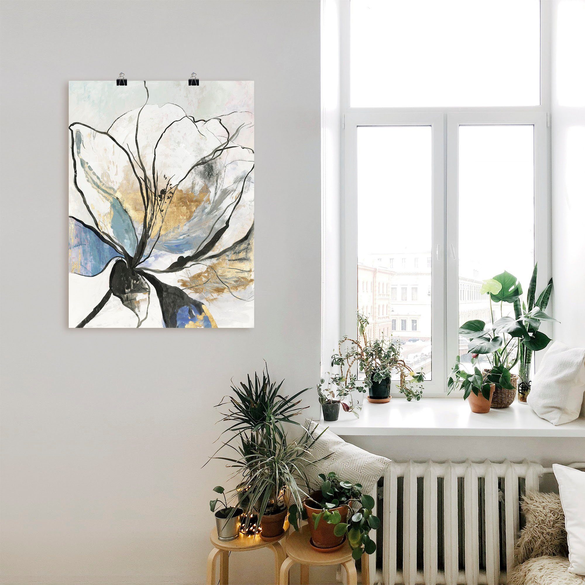 Artland Artprint Geschetst bloemenpatroon I als artprint van aluminium, artprint voor buiten, artprint op linnen, poster, muursticker