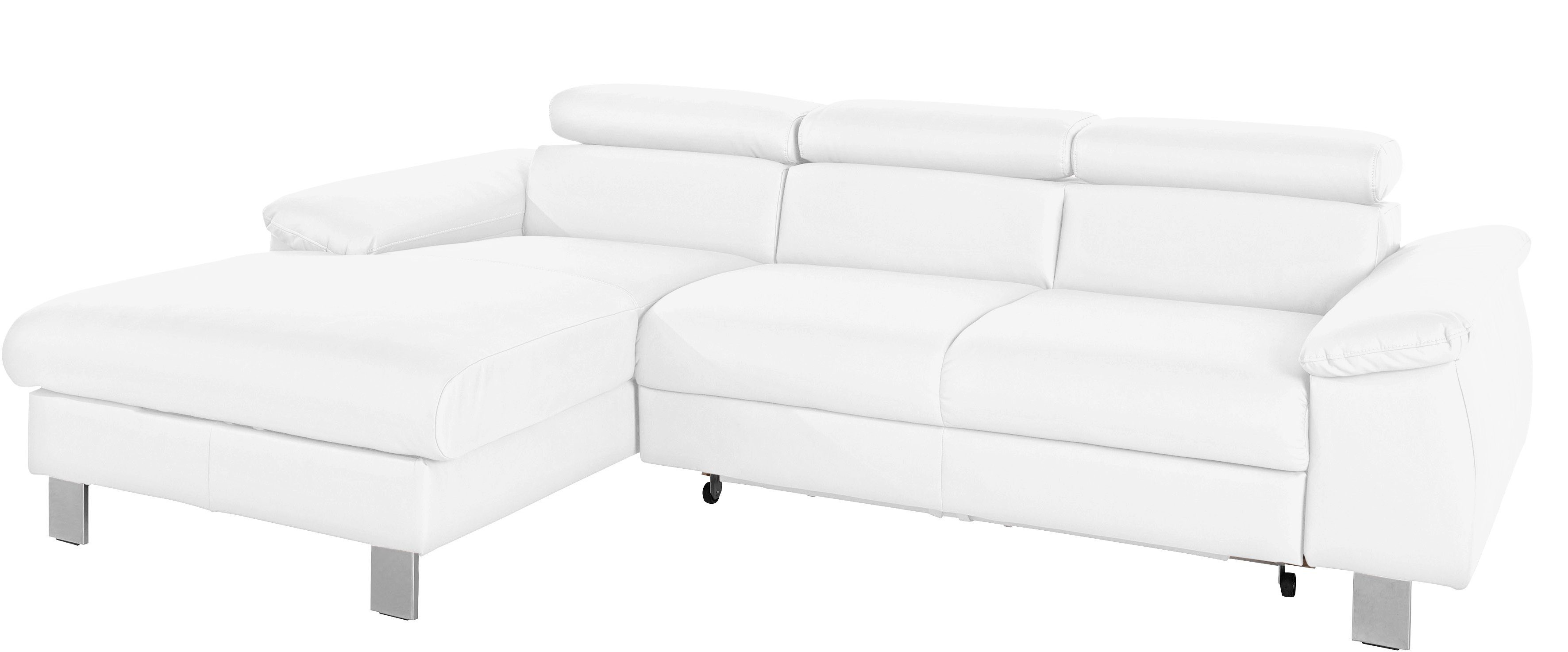 COTTA Hoekbank Komaris L-vorm met hoofdeindeverstelling keuze met bedfunctie, bedlade & verlichting