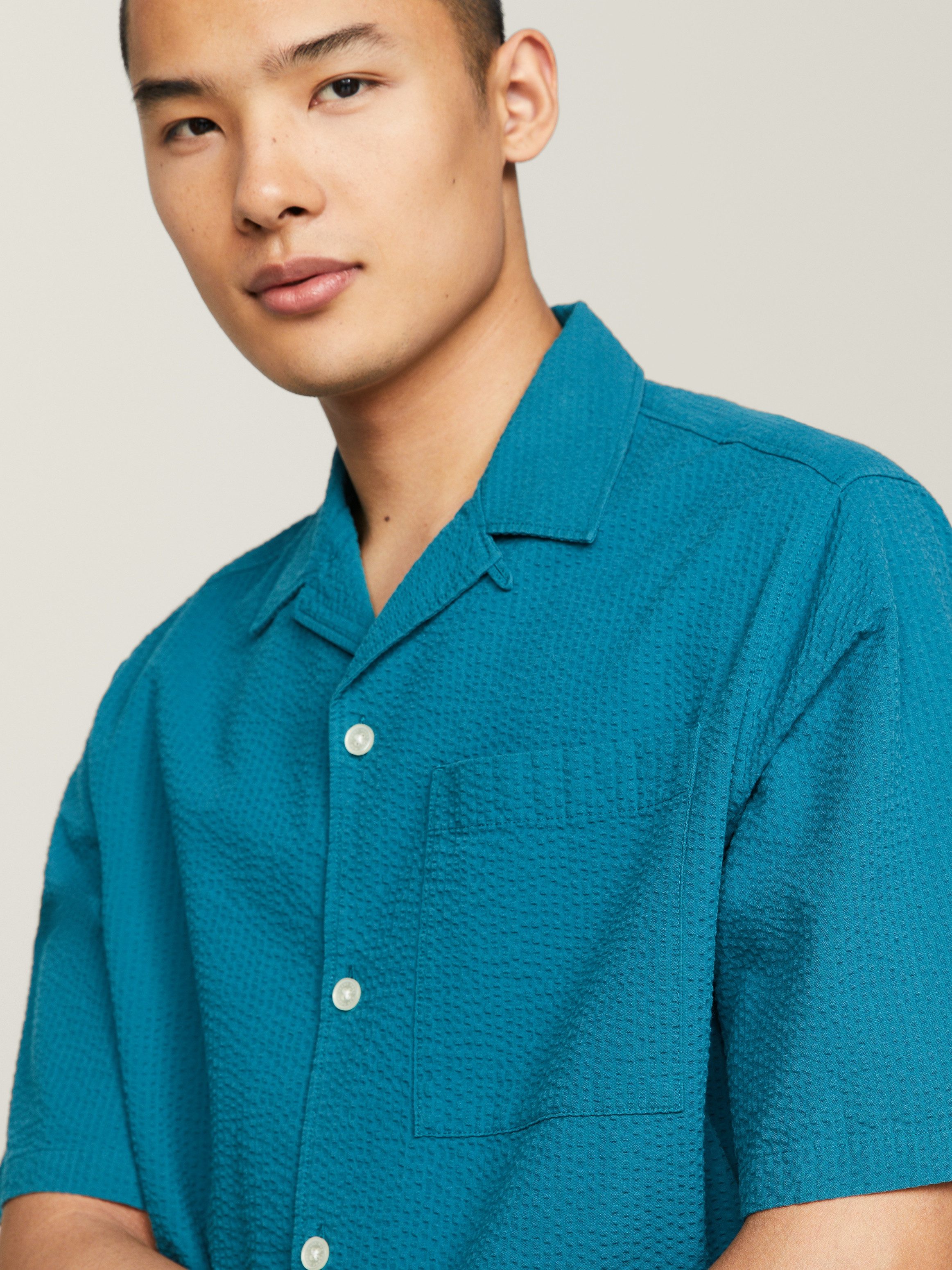 TOMMY JEANS Overhemd met korte mouwen TJM RLX SEERSUCKER CAMP SHIRT