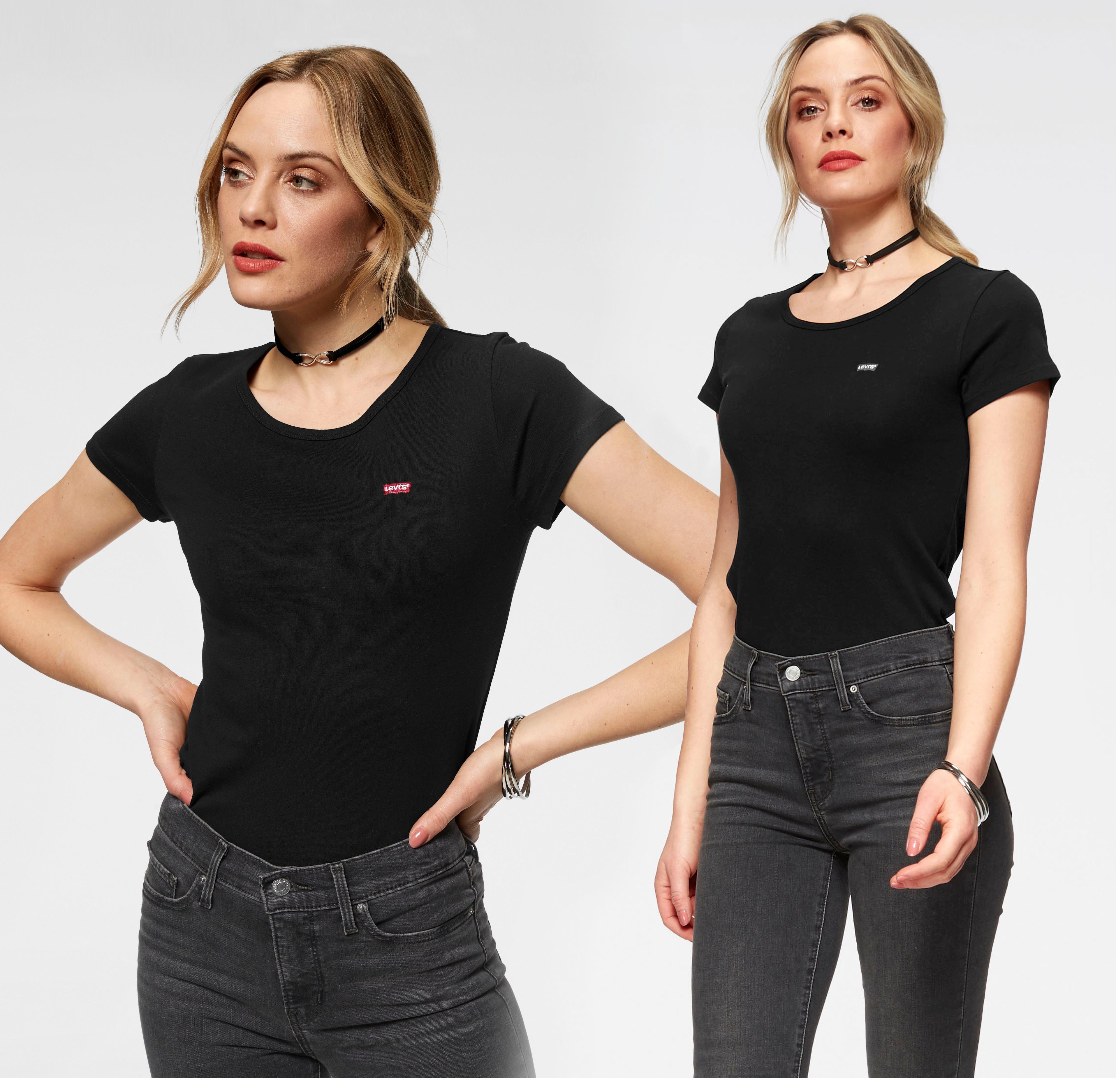 Levi's® T-shirt Mini-Logo met klein logoborduursel op borsthoogte (2-delig, Set van 2)