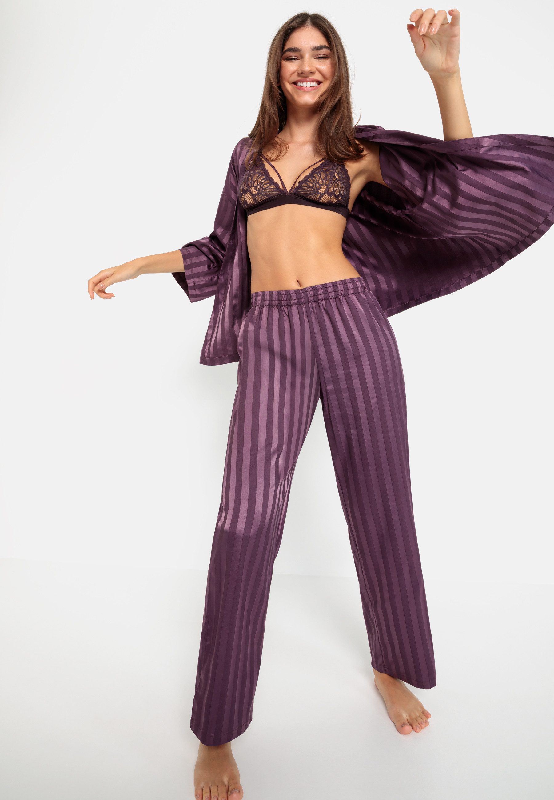 LSCN by LASCANA Pyjama in kimono-stijl (set, 2-delig)