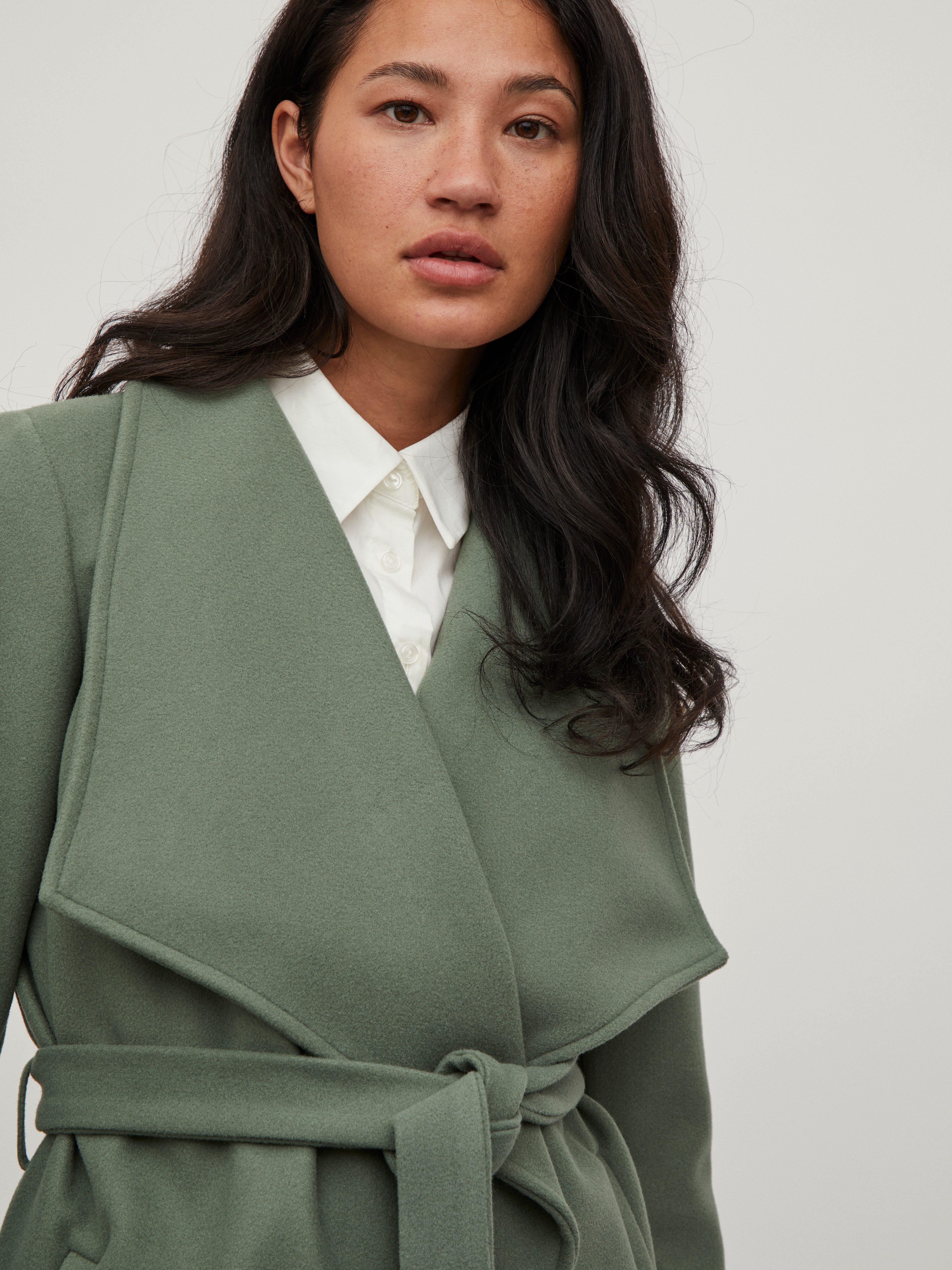 Vila Korte jas VICOOLEY COLLAR BELT COAT - NOOS
