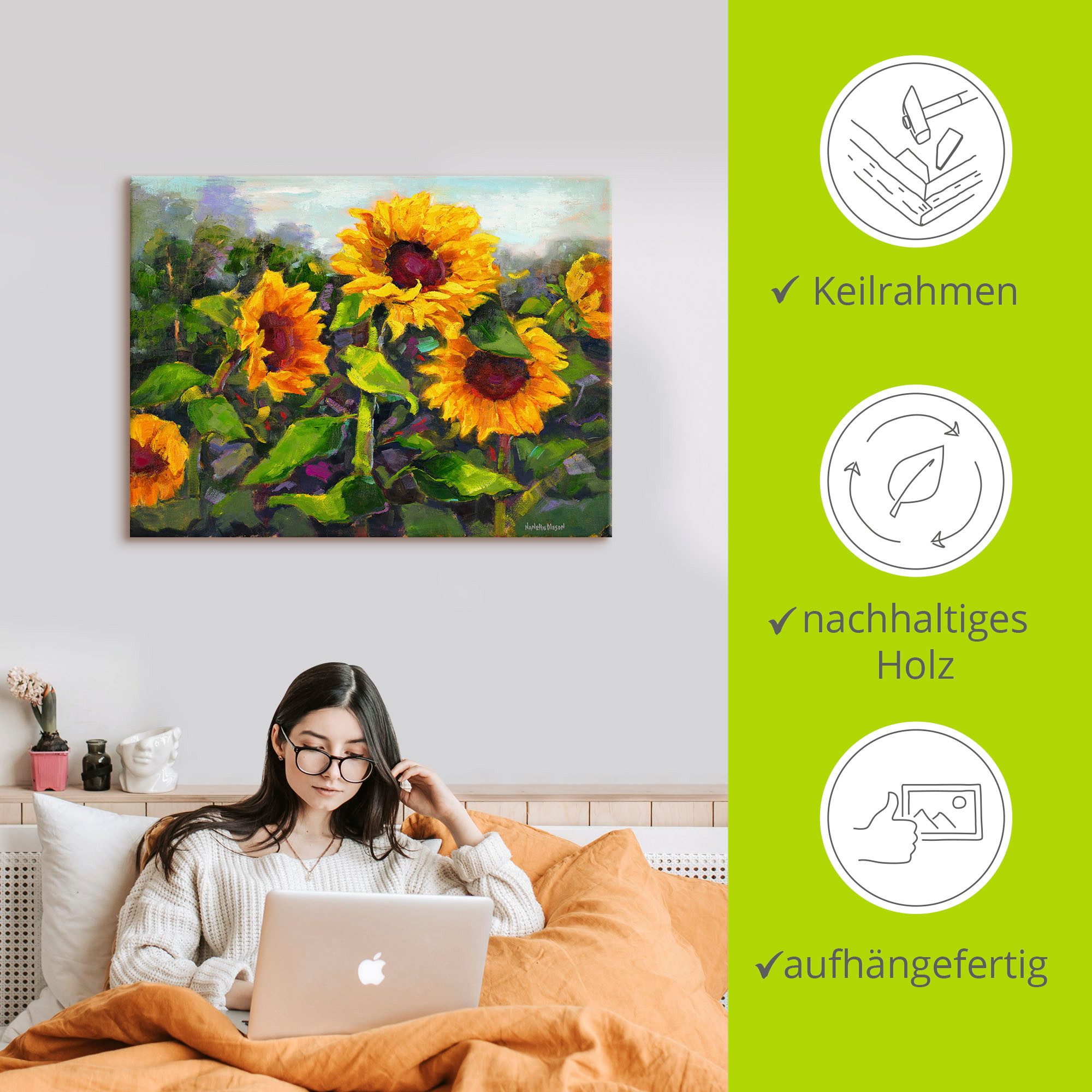Artland Artprint Het ontwaken van de zonnebloemen IV als artprint op linnen, poster in verschillende formaten maten