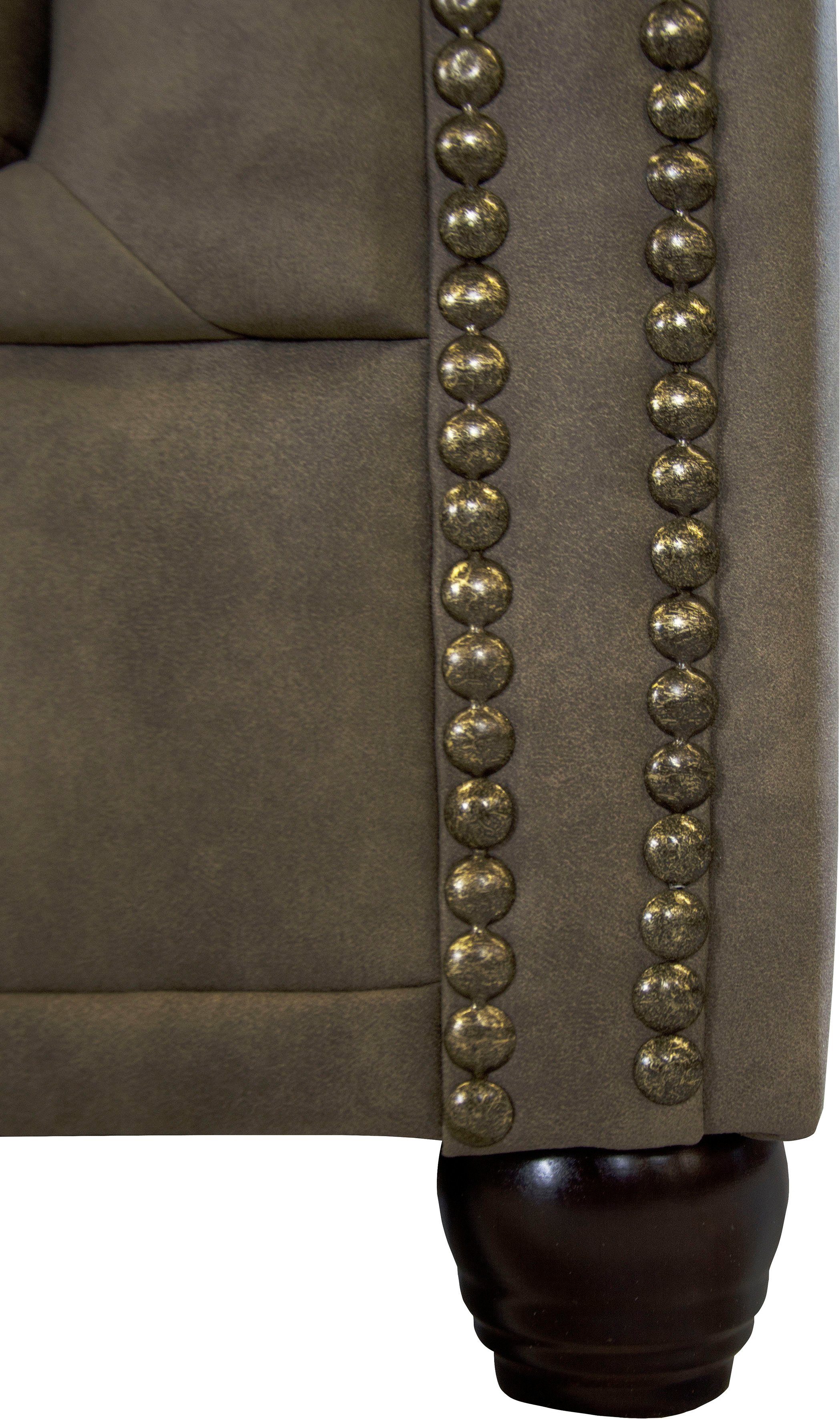 Home affaire Chesterfield-bank Rysum L-vorm Chesterfield-look met afsluitende ottomane