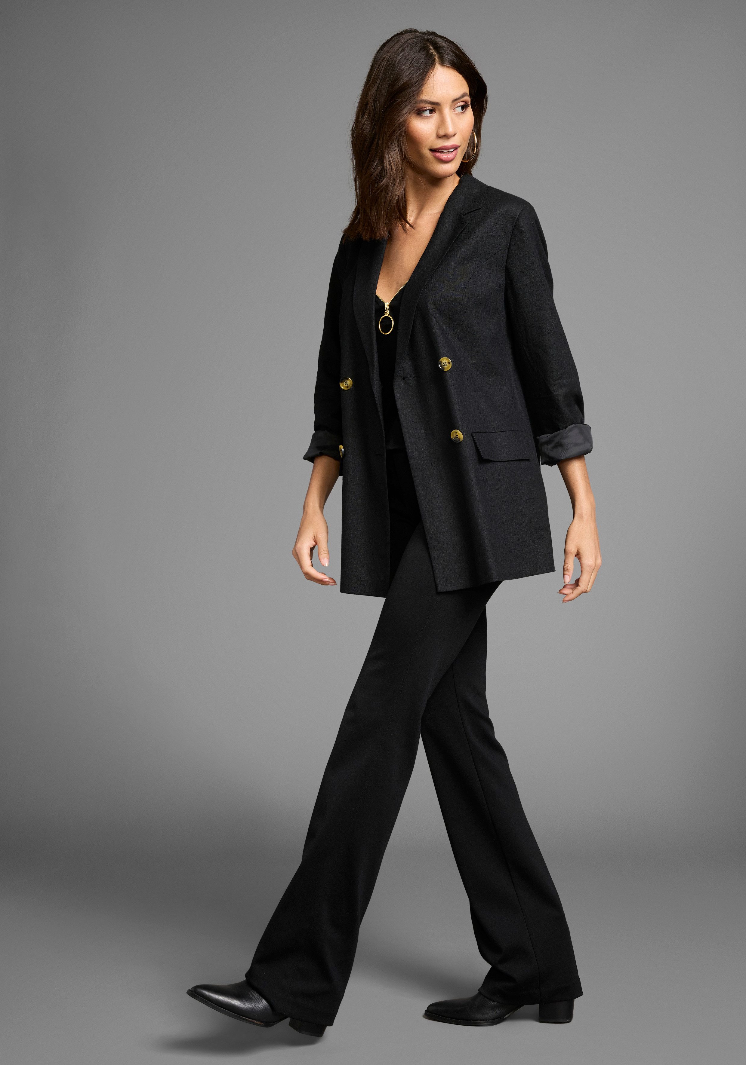 Laura Scott Lange blazer in linnen-look