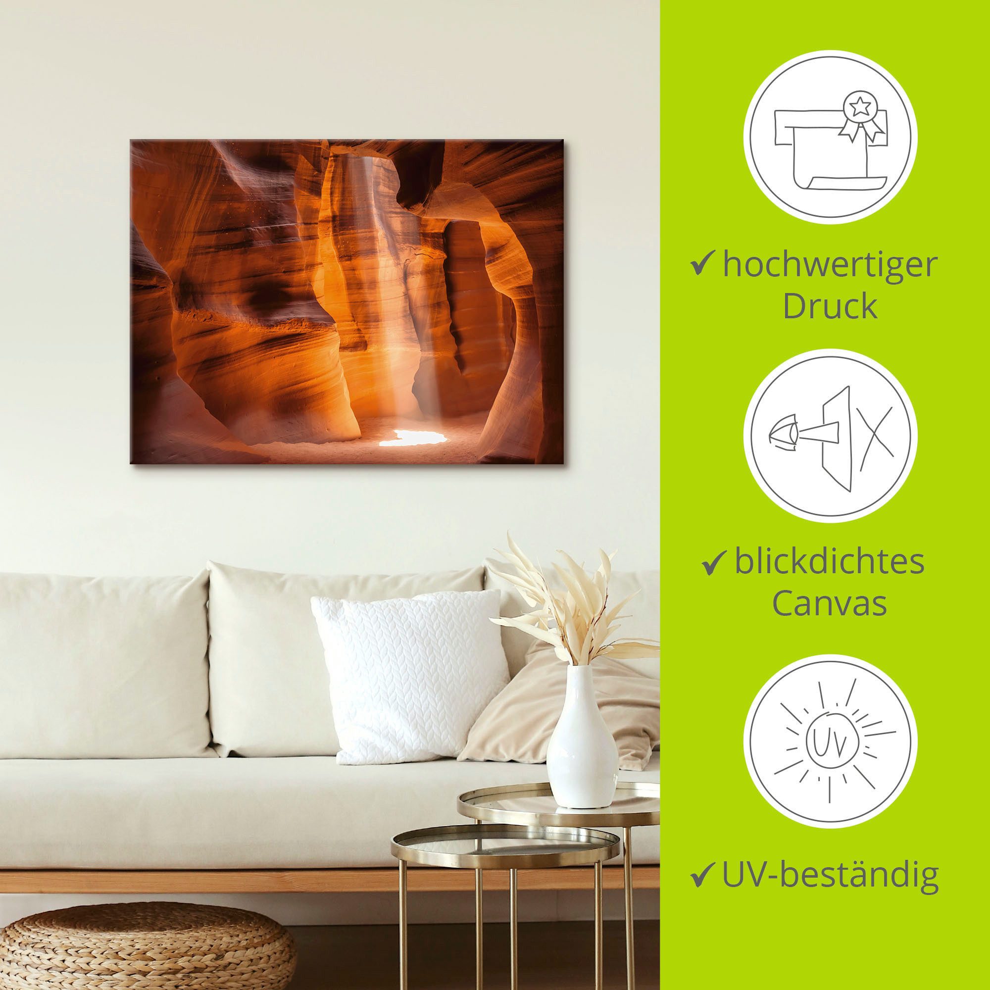 Artland Artprint op linnen Antelope Canyon lichtzuil II