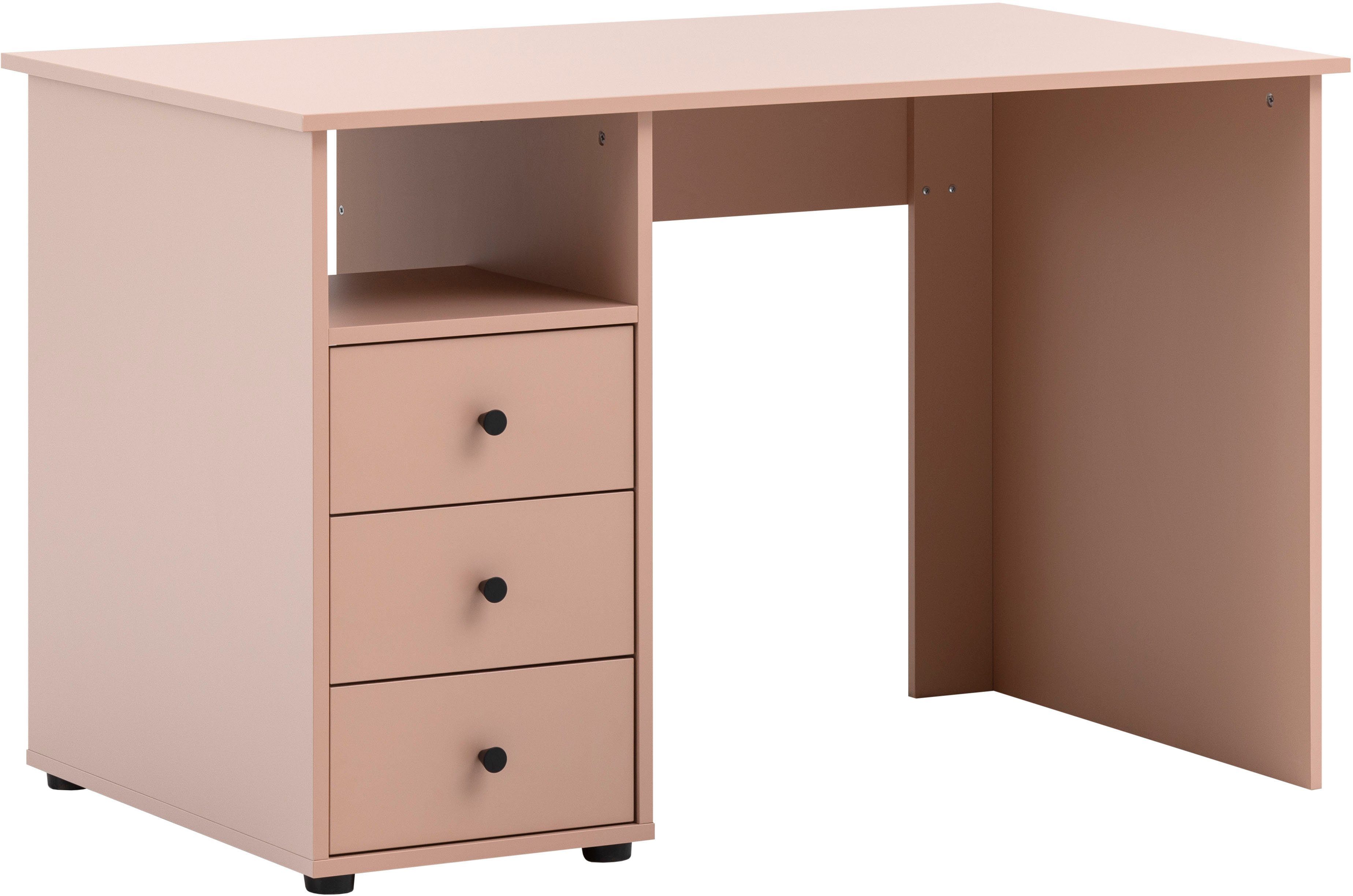 Schildmeyer Bureau Smash, breedte 115 cm 3 laden met uittrekbegrenzing en metalen beslag