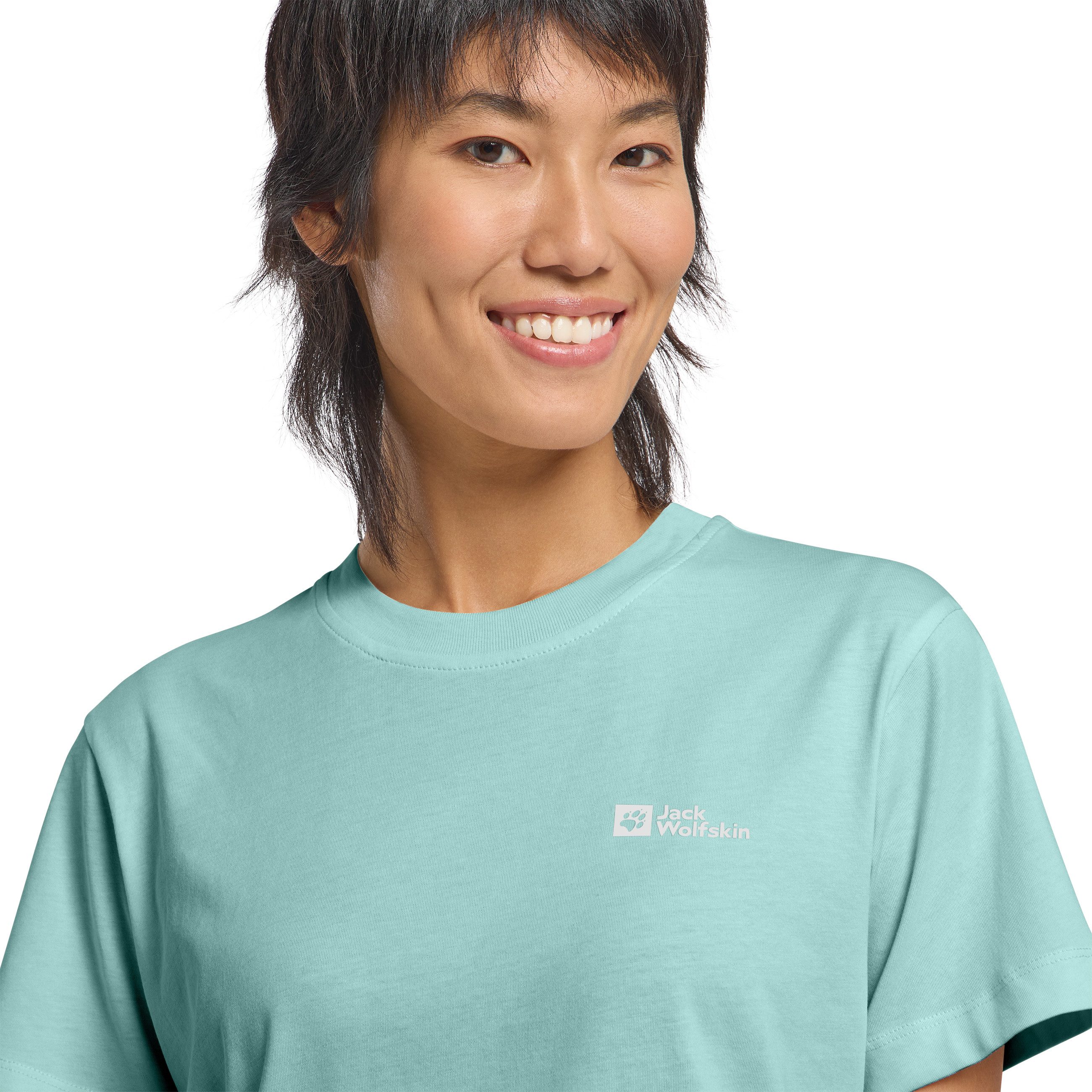 Jack Wolfskin T-shirt ESSENTIAL T W zacht, klassiek t-shirt van ademende bio-katoen