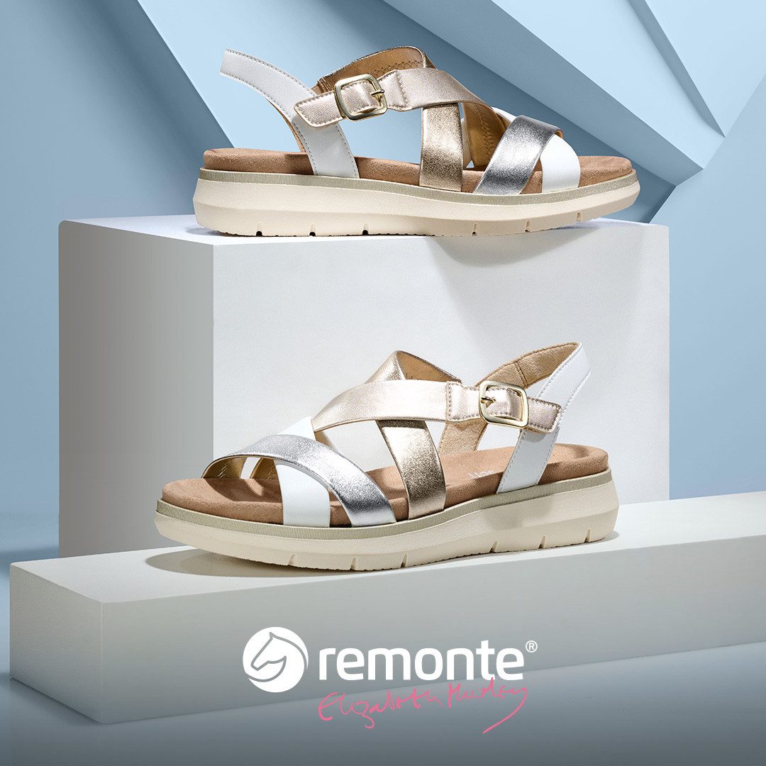Remonte Sandalen Elisabeth Hurley-Collection , sleehak, zomerschoen, sandaal met kruisbandage