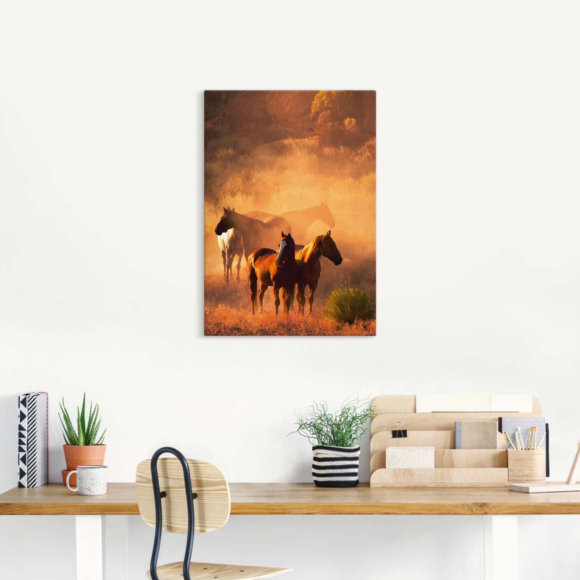 Artland Artprint op linnen Vreedzame verzameling - paarden