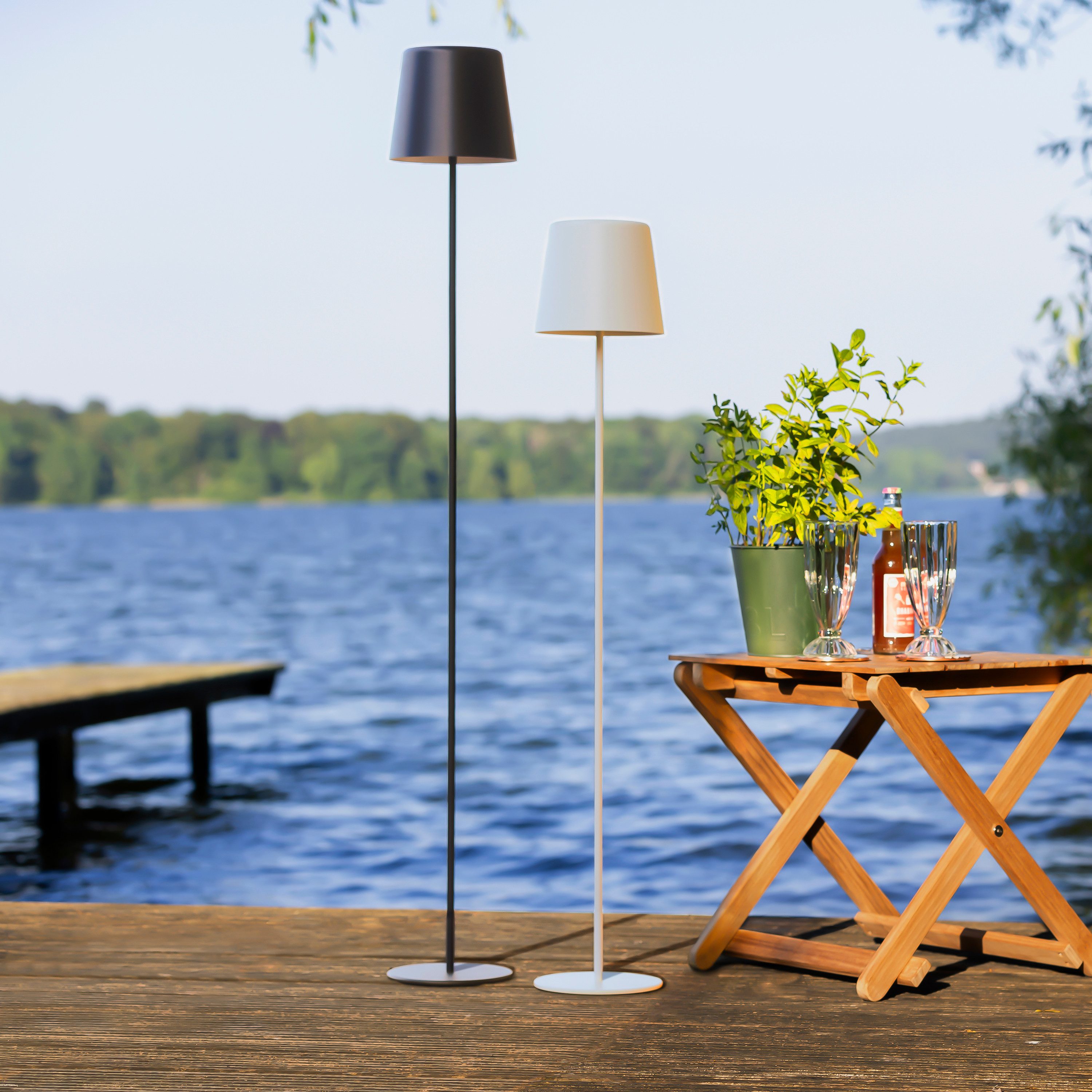 Brilliant Leuchten Led-vloerlamp voor buiten Kaami - mobiele LED buiten vloerlamp