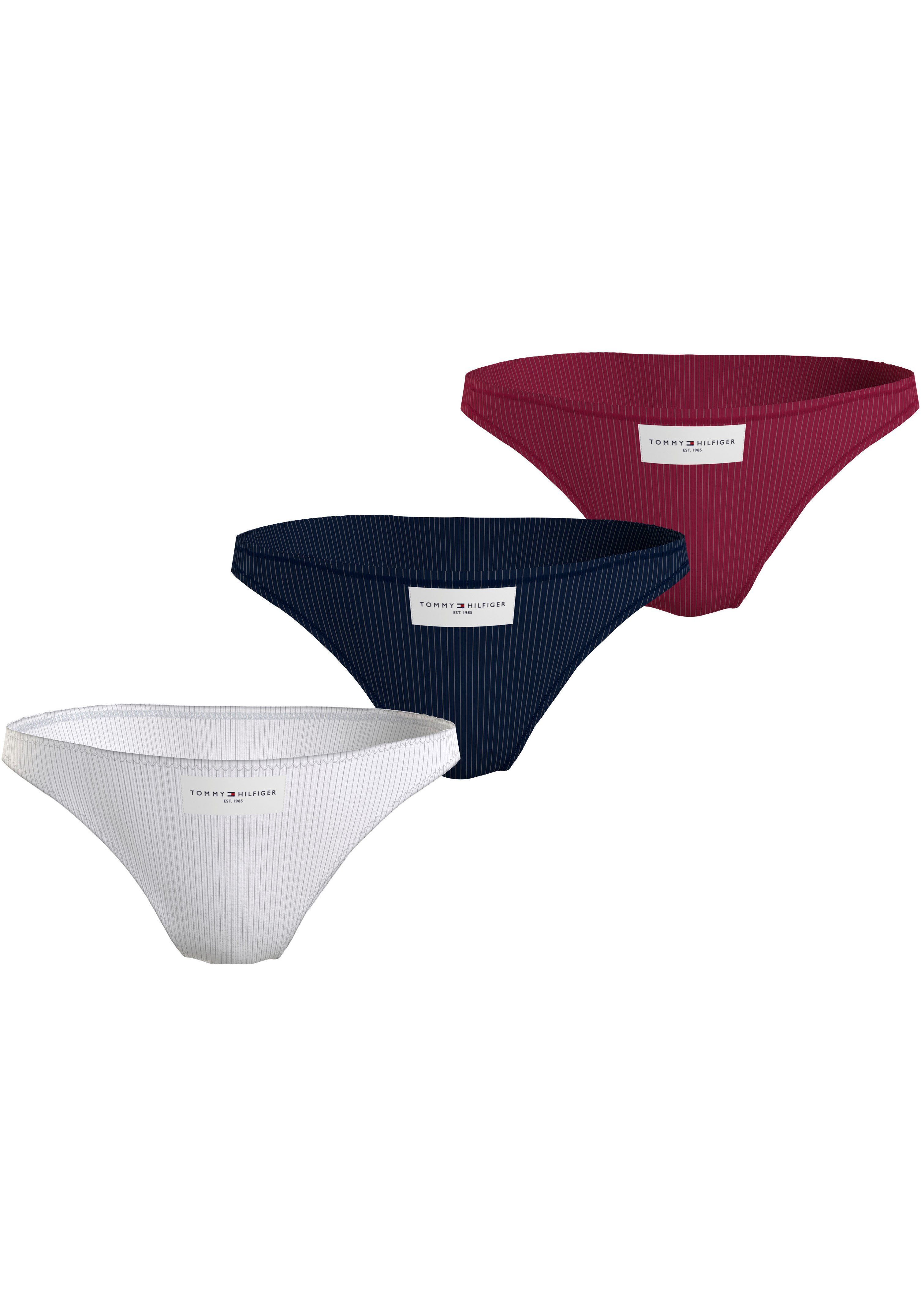 Tommy Hilfiger Underwear Bikinibroekje 3P BIKINI in fijne rib-look met tommy hilfiger logo-badge (2 stuks Set van 3)