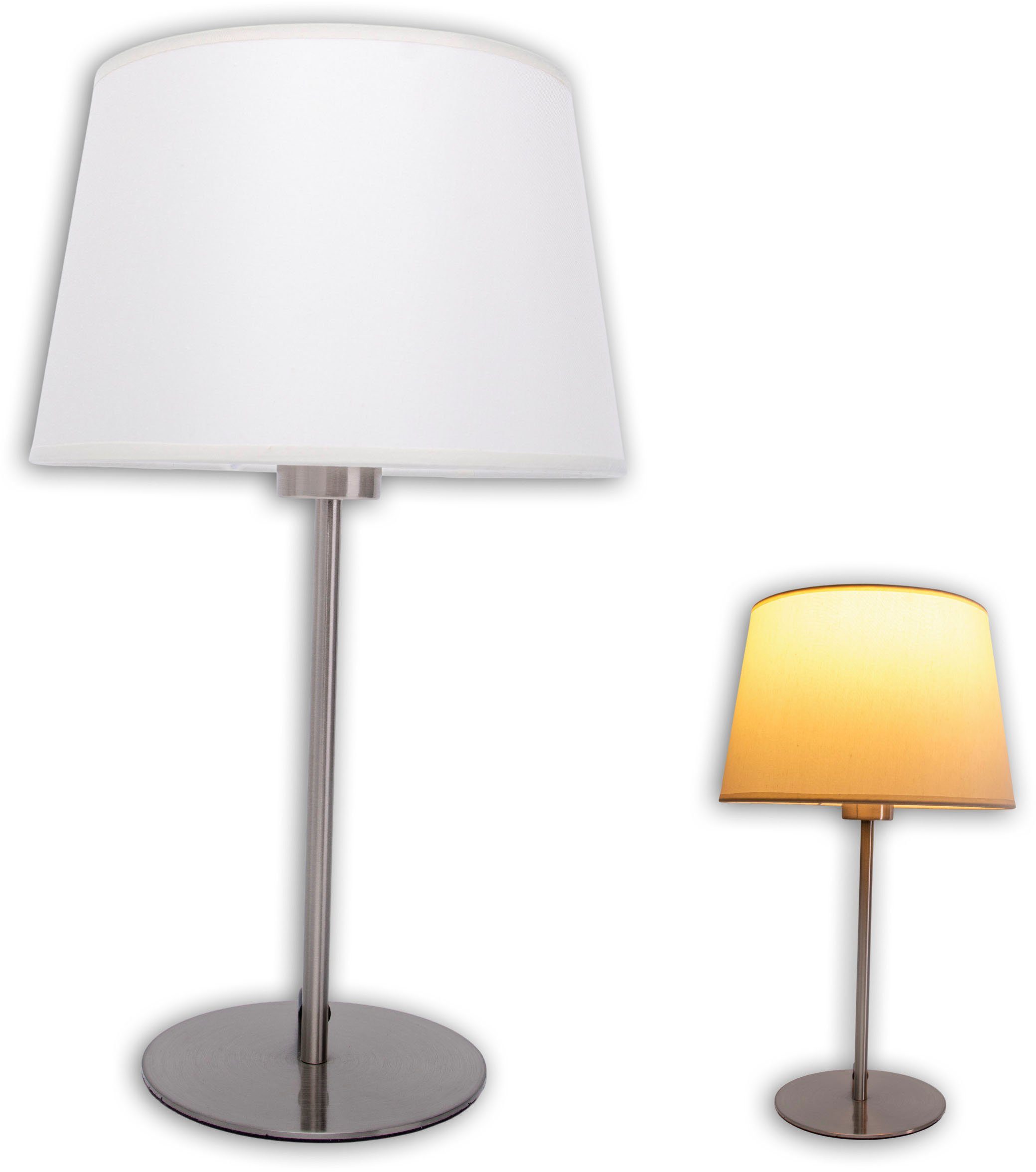 näve Tafellamp Bologna Ijzer/textiel, staal blank/beige, excl. 1xE27 max. 40W, hoogte: 45 cm (1 stuk)