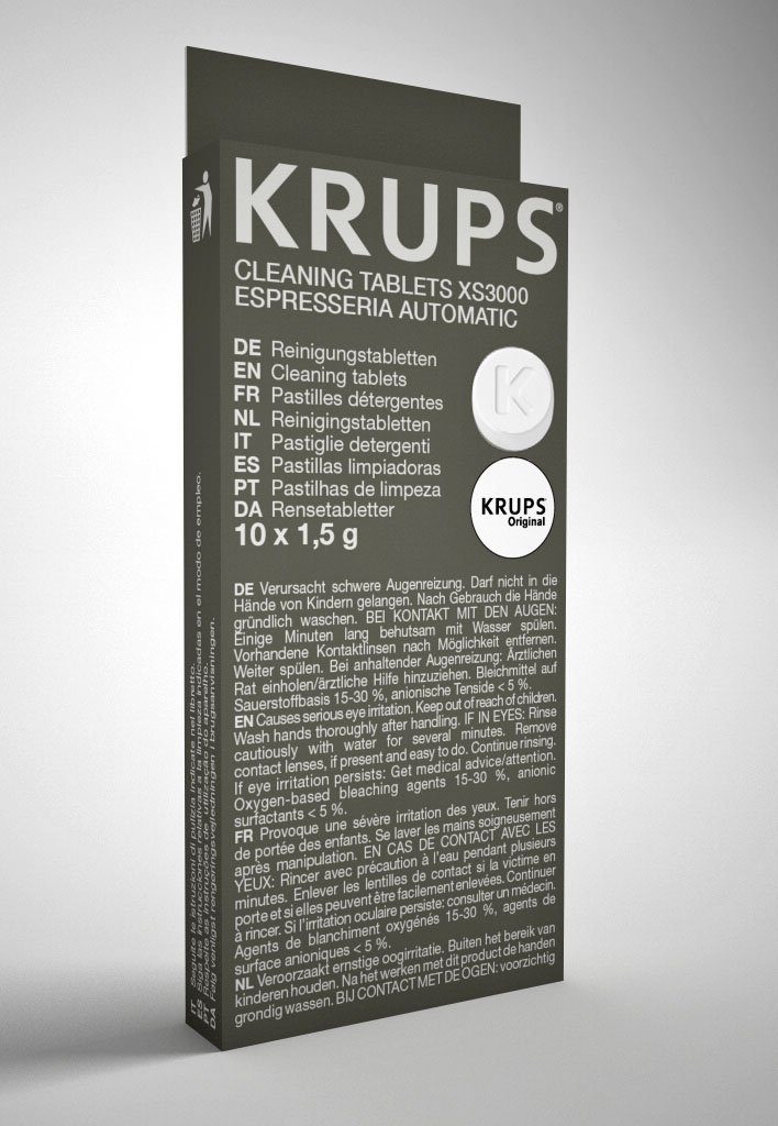 Krups Reinigingstabletten XS3000, voor elke krups volautomaat, 10 stuks, hygiënische complete reiniging