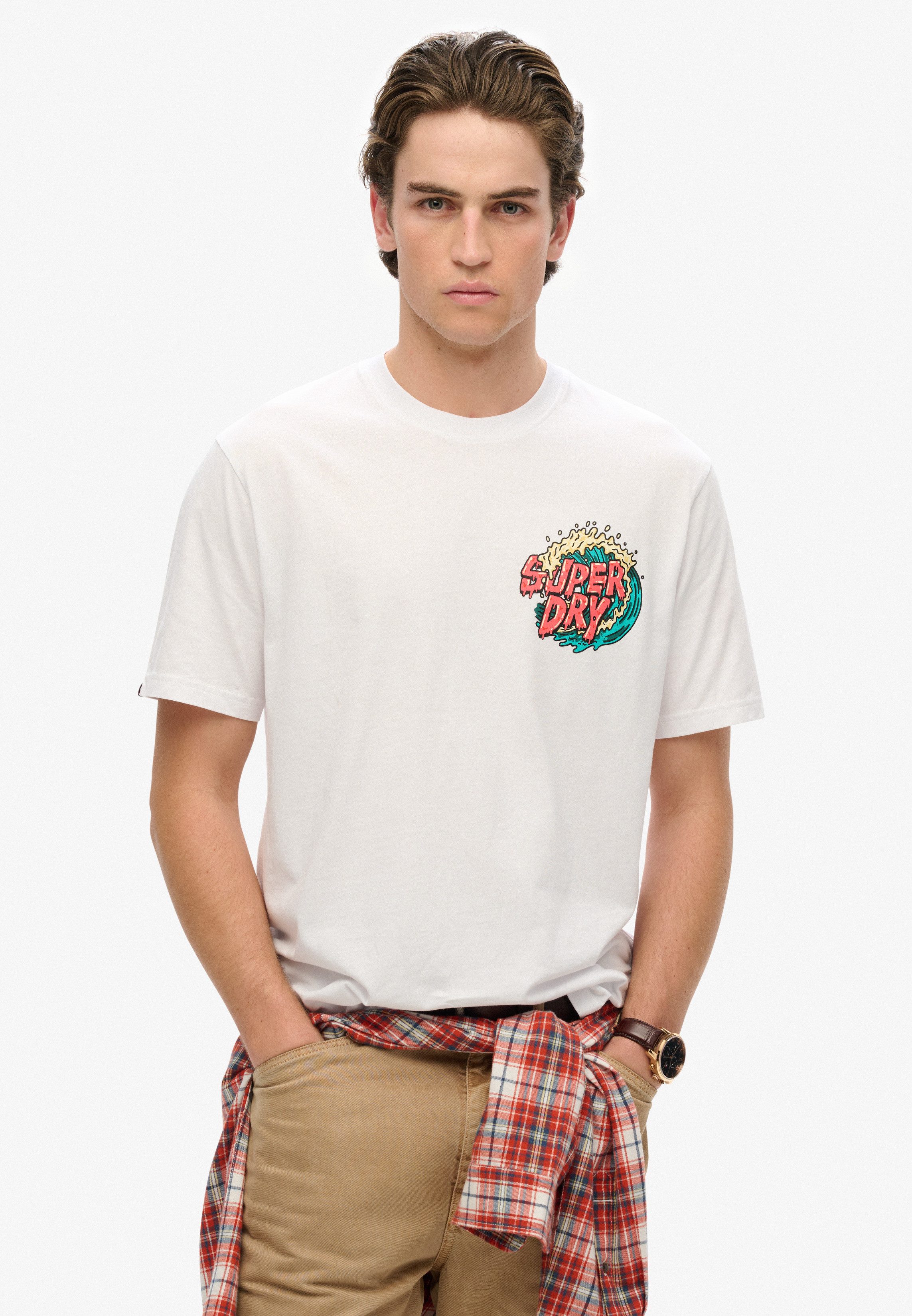 Superdry Shirt met ronde hals OUTDOOR NARRATIVE LOOSE TEE heren ronde hals maat S wit