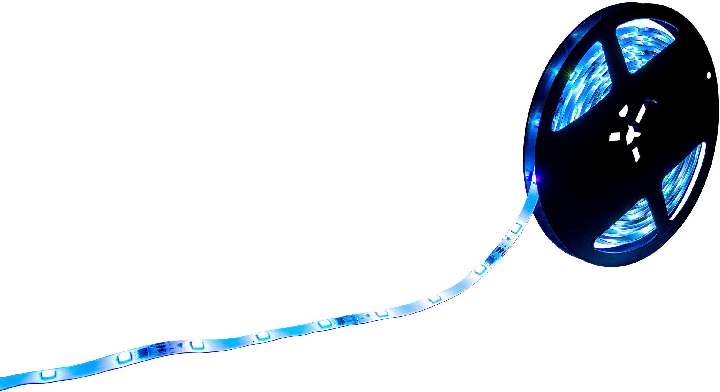 näve Led-strepen Stripe LED strip RGB, 5m, infrarood afstandsbediening, IP20, dimbaar, 19W (1 stuk)