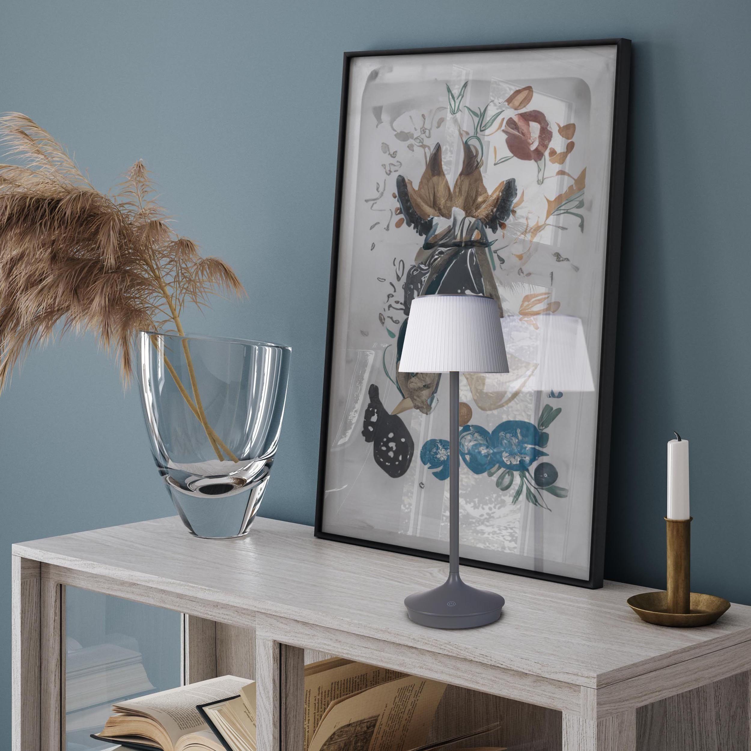 näve Led-tafellamp Zonne-lamp / acculamp "EMMI" Zonne-energie, accubedrijf, CCT, aanraaksensor, accutafellamp (1 stuk)