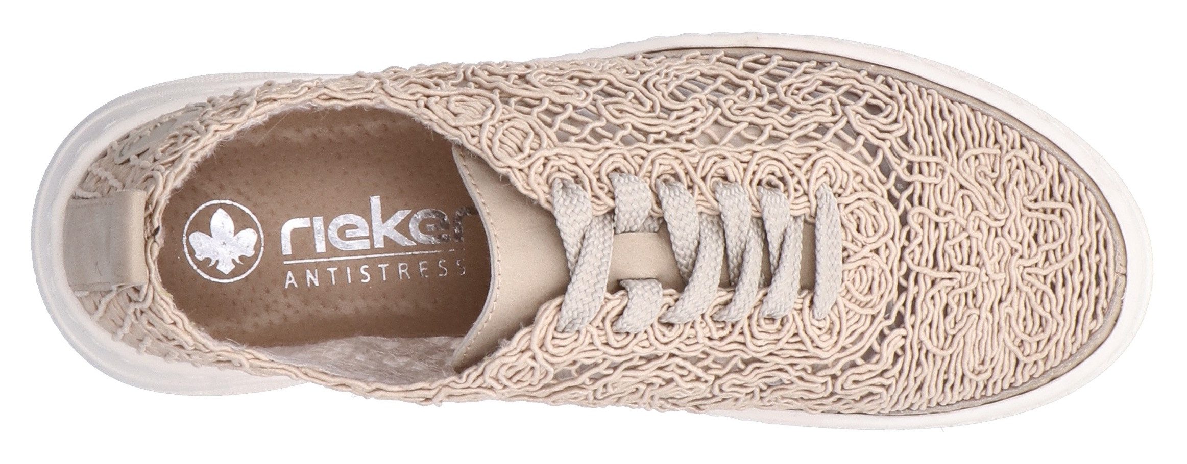 Rieker Plateausneakers , veterschoen, lage schoen in zomerse macramé-look