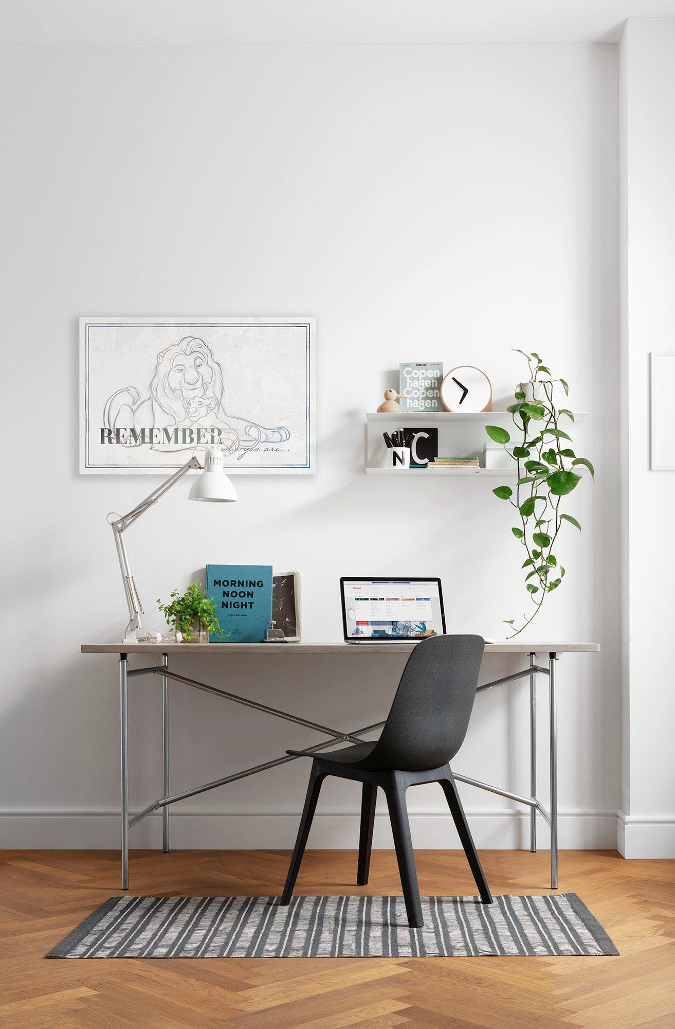 Komar Artprint op linnen Lion King Be Yourself - Afmeting 40 x 60 cm Canvasdoek met echt houten frame, kinderkamer (1 stuk)