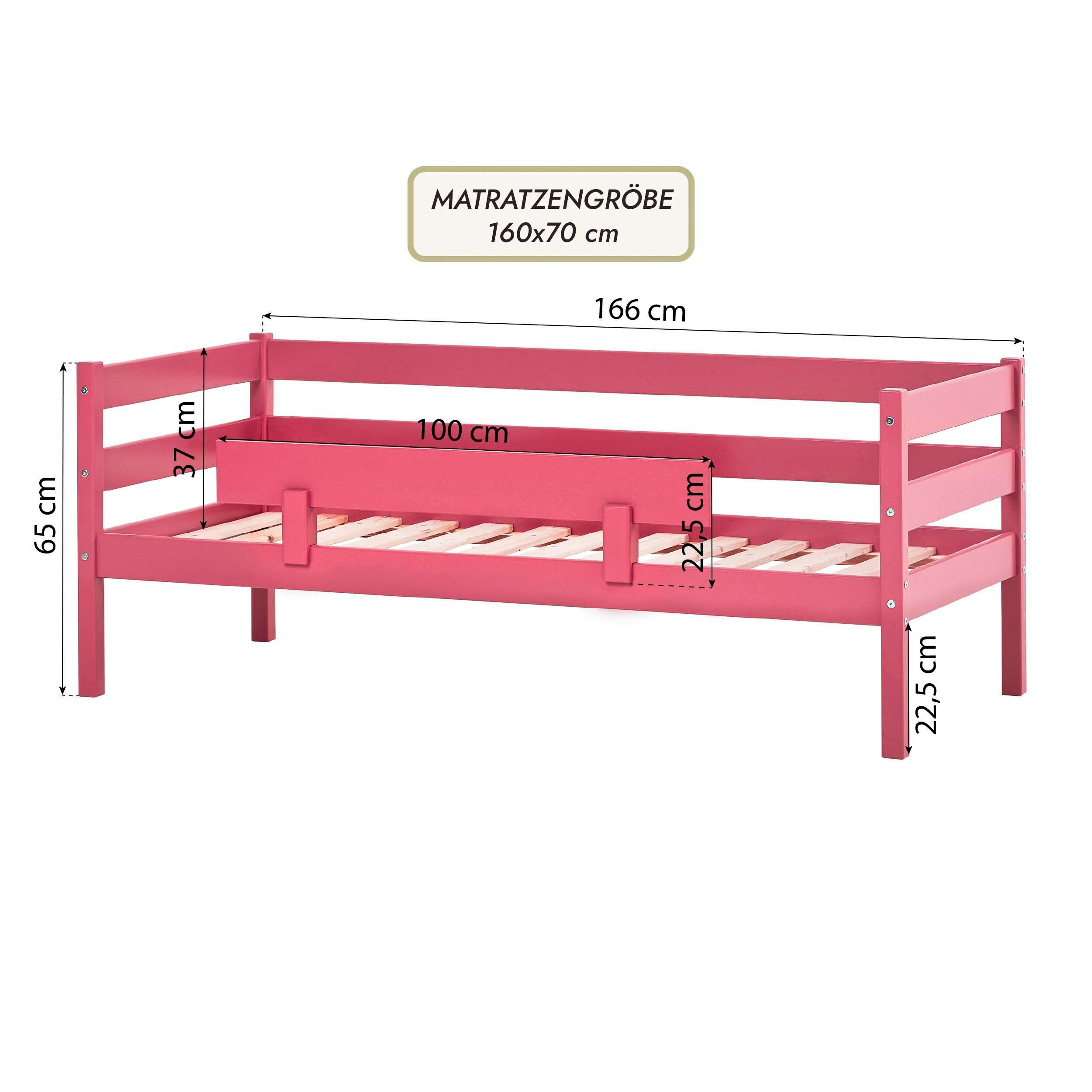 Hoppekids 1-persoonsledikant ECO Comfort kinderbed, massief grenenhout, tienerbed inclusief lattenbodem (set)