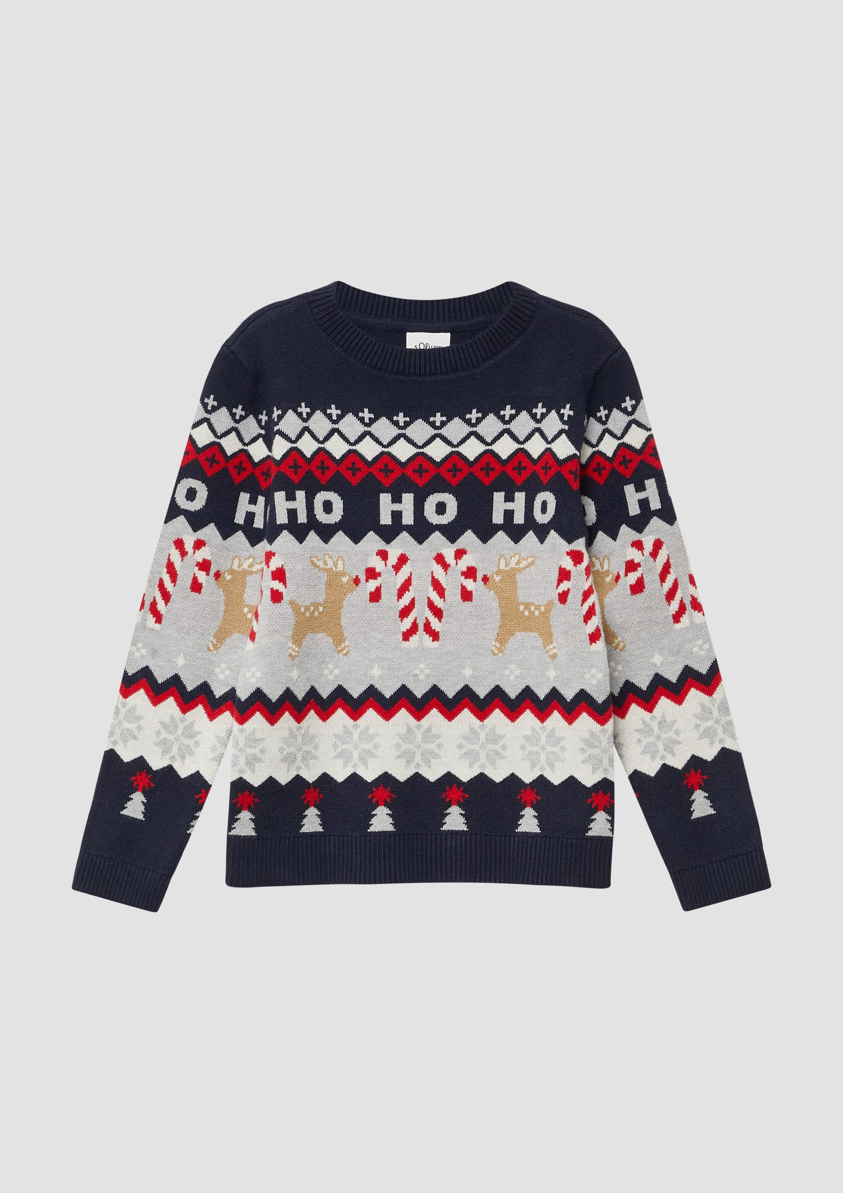 s.Oliver RED LABEL Junior Kersttrui met ronde hals, intarsia, regular fit