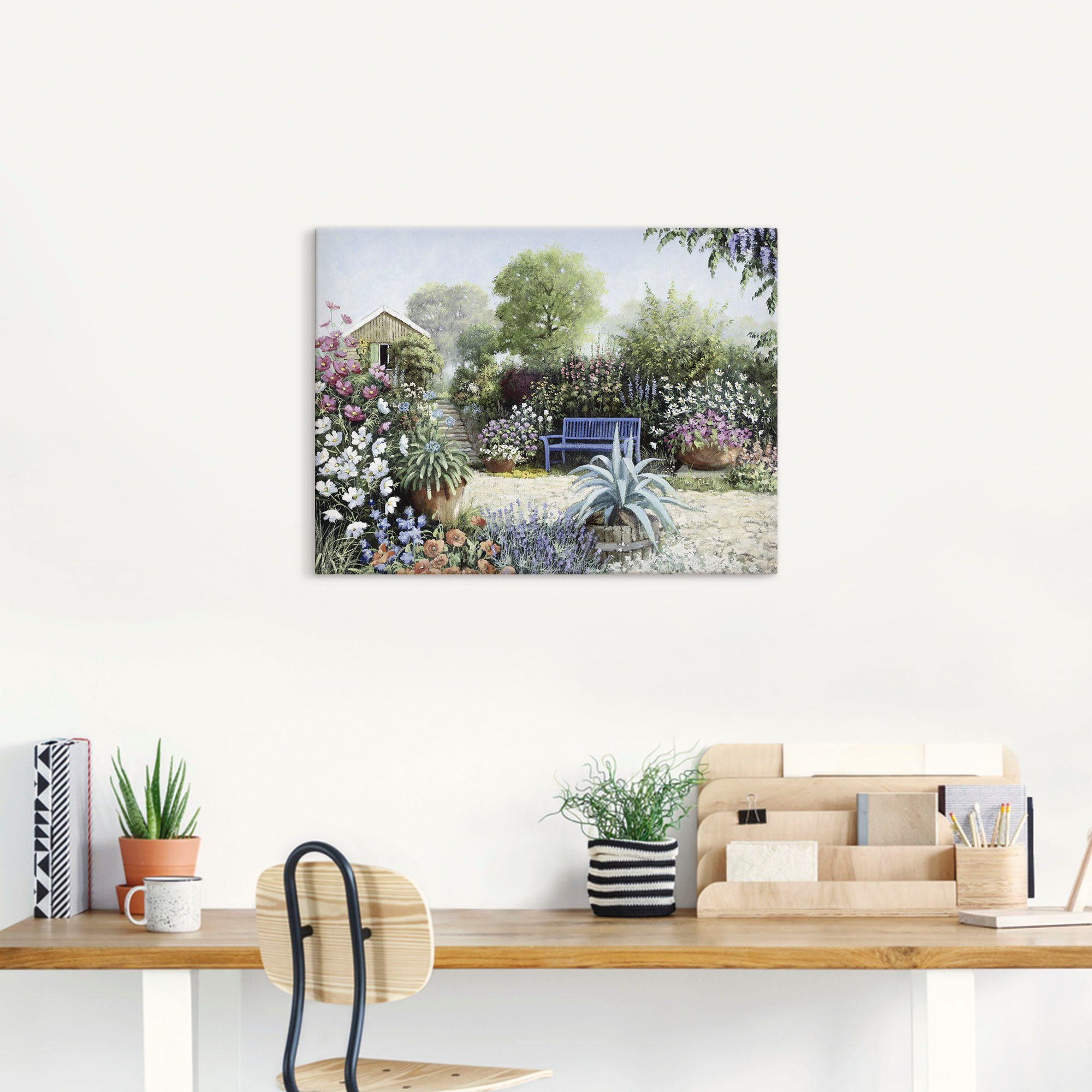 Artland Artprint op linnen Rustige tuin gespannen op een spieraam
