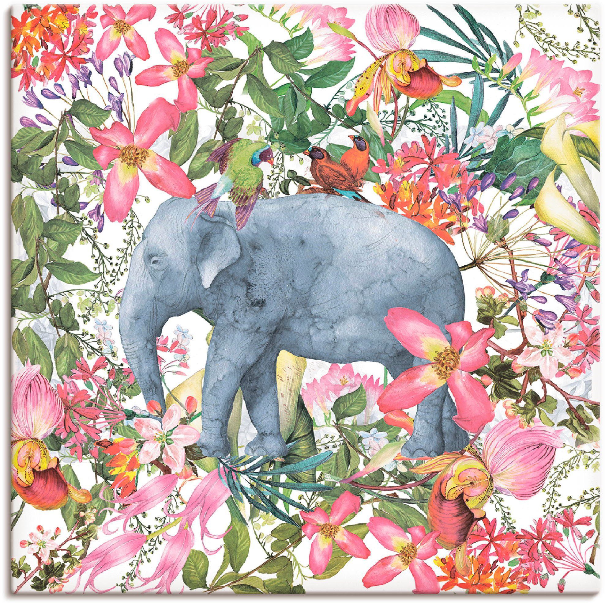 Artland artprint Elefant im Blüten Dschungel