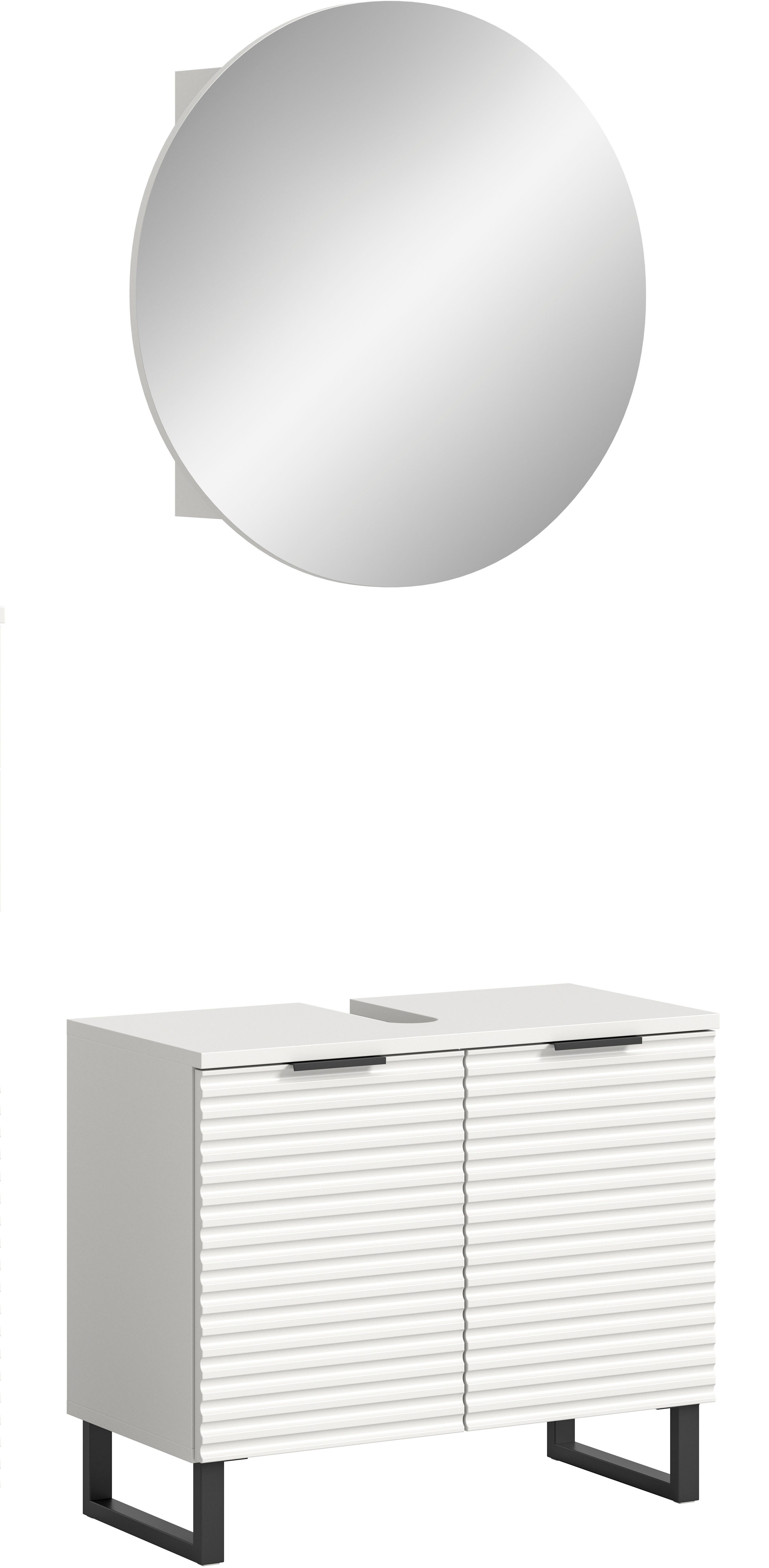 welltime Badmeubelset Litica, breedte 70 cm, hoogwaardige groeffrezing, metalen slede (2 stuks)