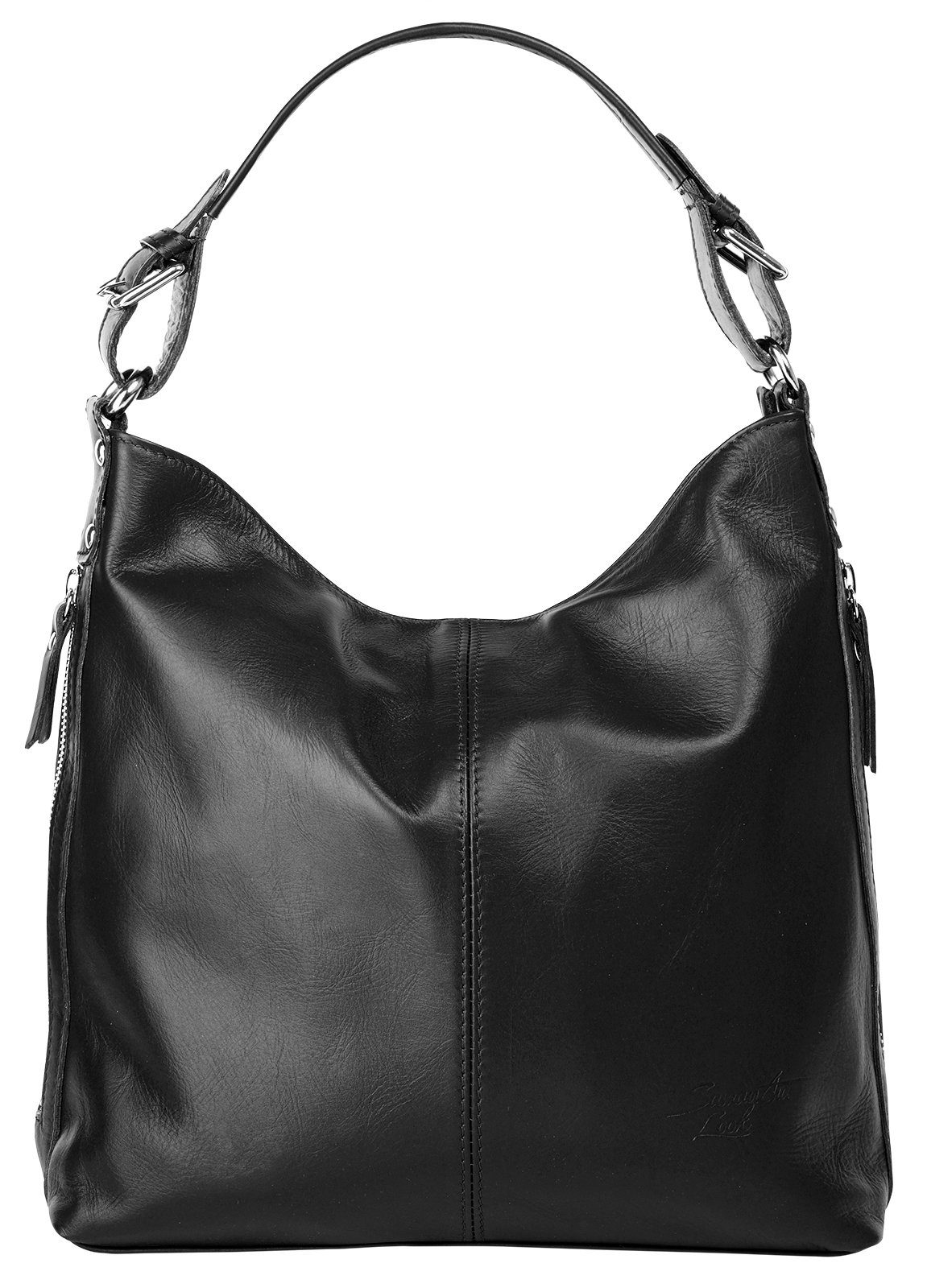Samantha Look Tas echt leer, made in italy dames tassen maat Onesize zwart