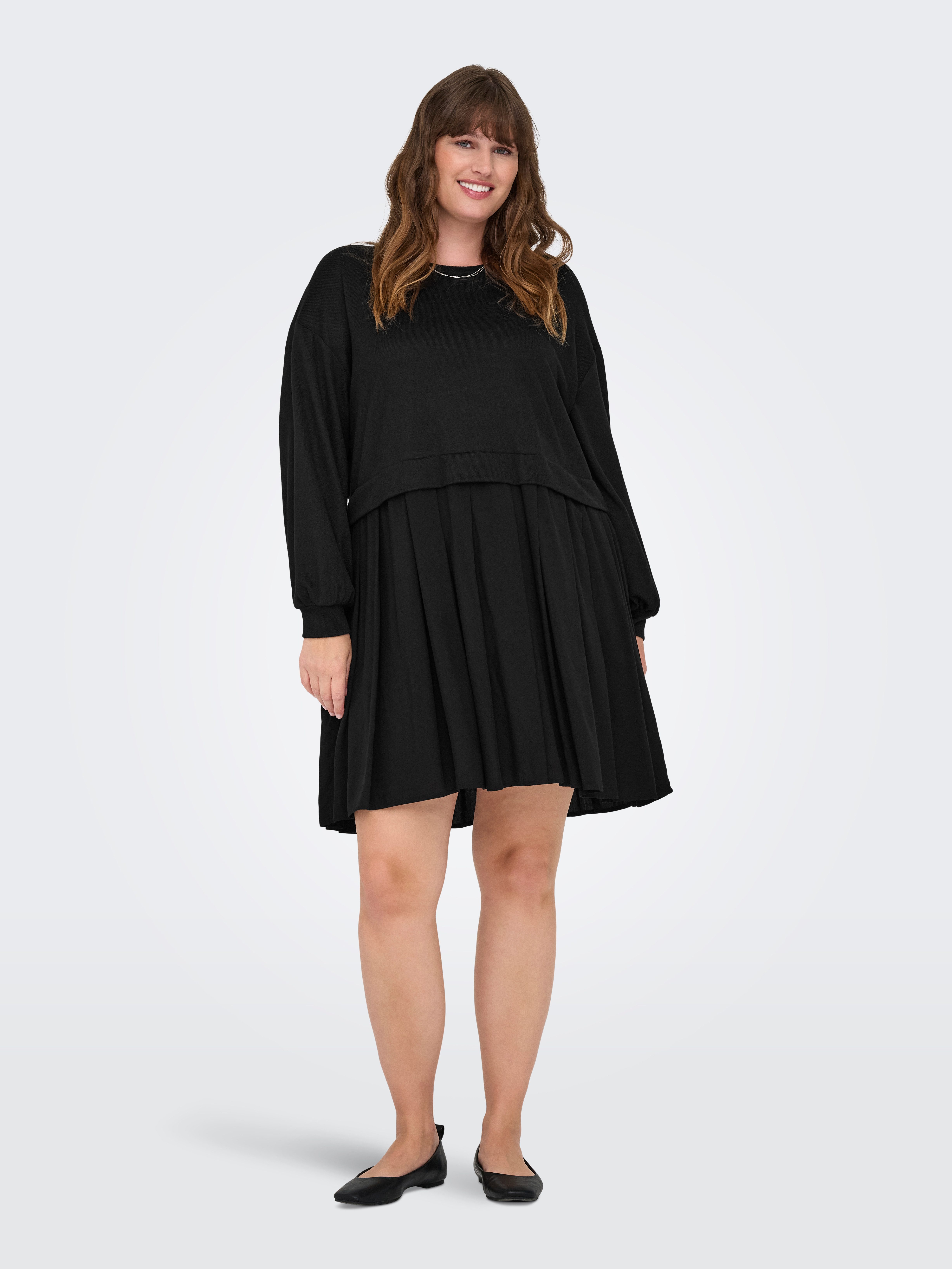 ONLY CARMAKOMA Jerseyjurk CARUMA ALBA L/S MIX KNEE DRESS JRS
