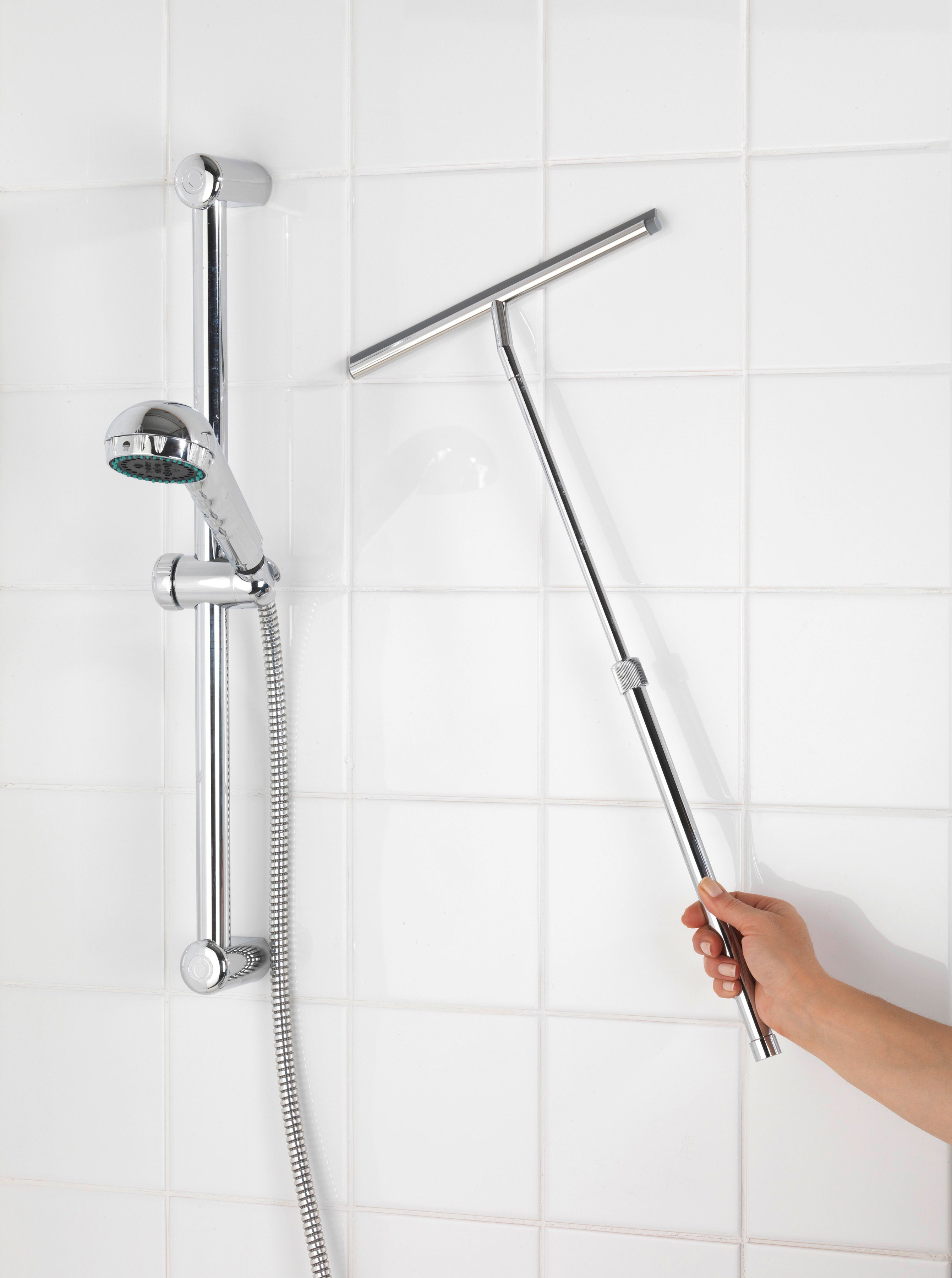 WENKO Douchewisser Telescoop met telescoophandvat 37-59 cm, edelstaal roestvrij badkameraccessoires zilver(kleur)