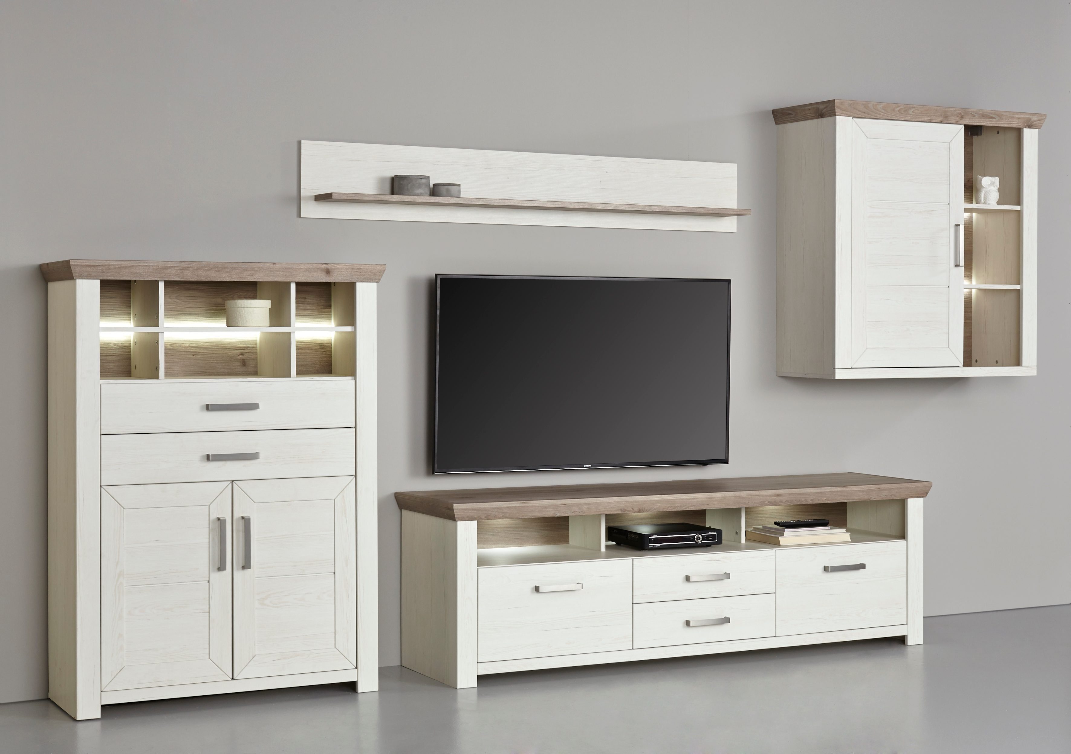 set one by Musterring Wandmeubel York Combinatie 01, in 3 kleurvarianten, totale breedte 374 cm (set, 4-delig)
