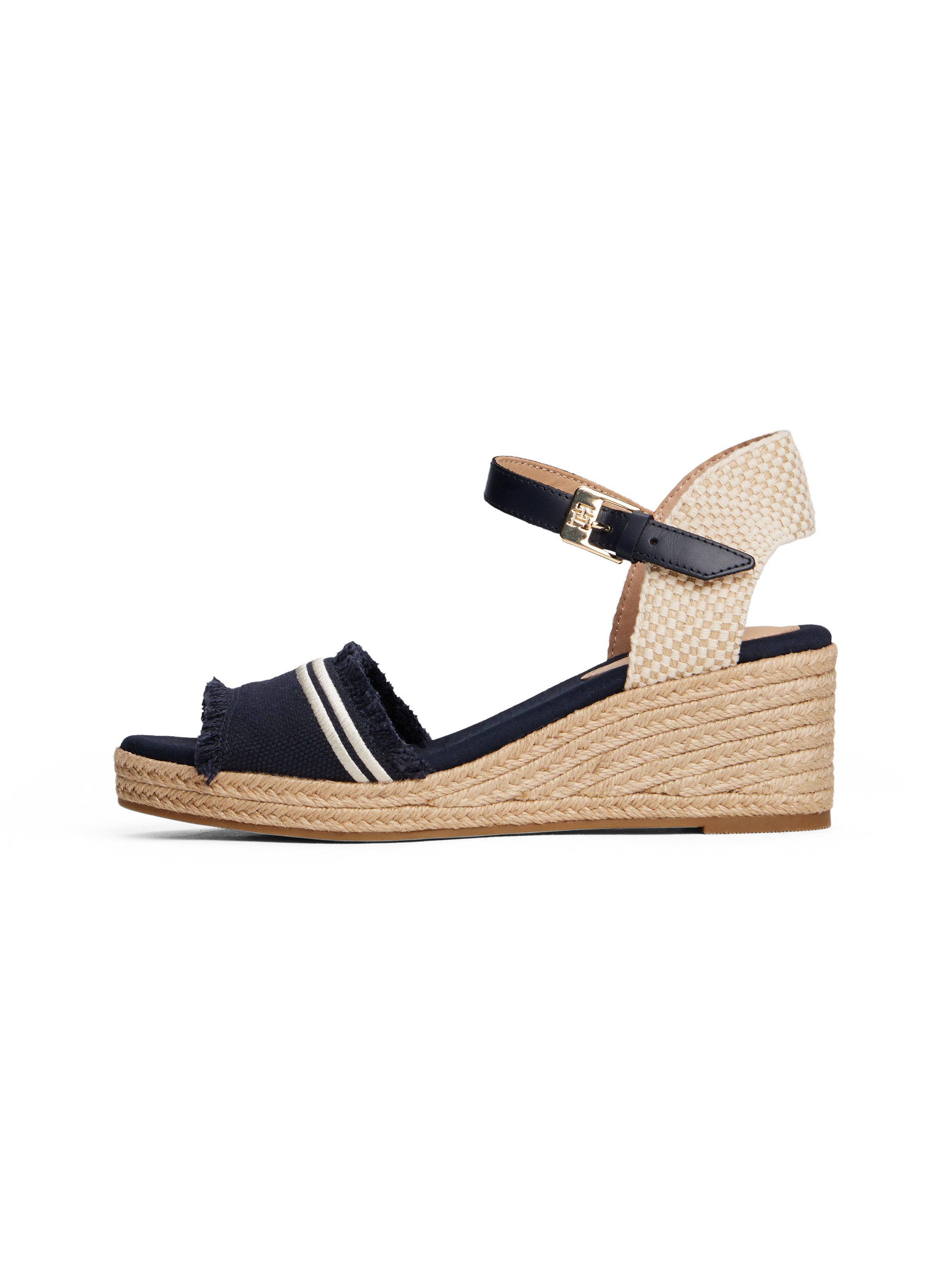 Tommy Hilfiger Sleehaksandaaltjes FRINGE CANVAS MEDIUM WEDGE