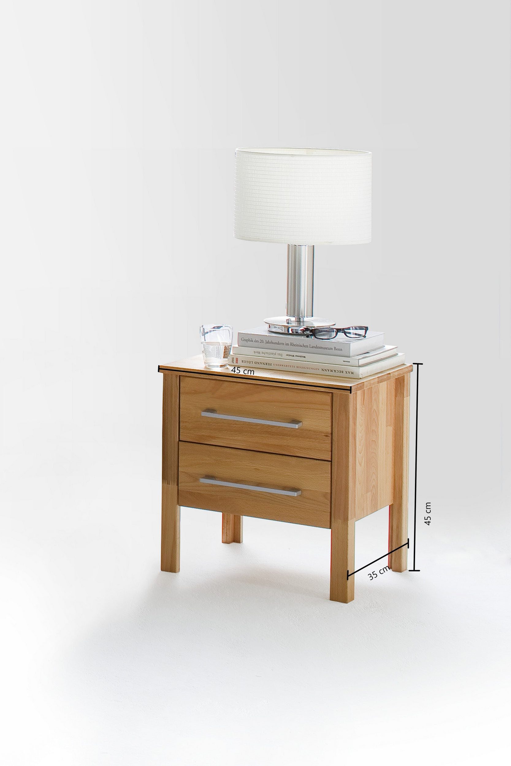Home affaire Nachtkastje Modesty van massief beukenhout, met 2 laden, breedte 45 cm