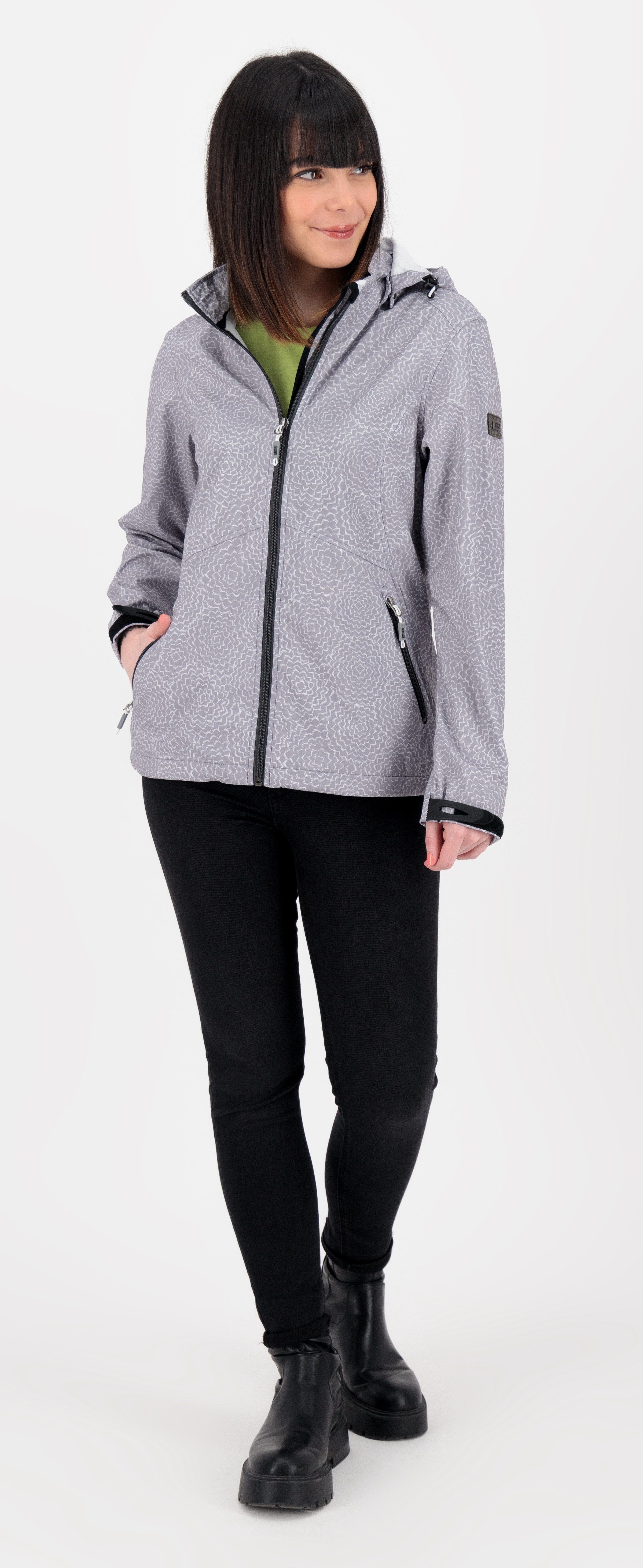 LPO Softshell-jack SHELBY PEAK II licht softshell-jack met all-over-print en afneembare capuchon