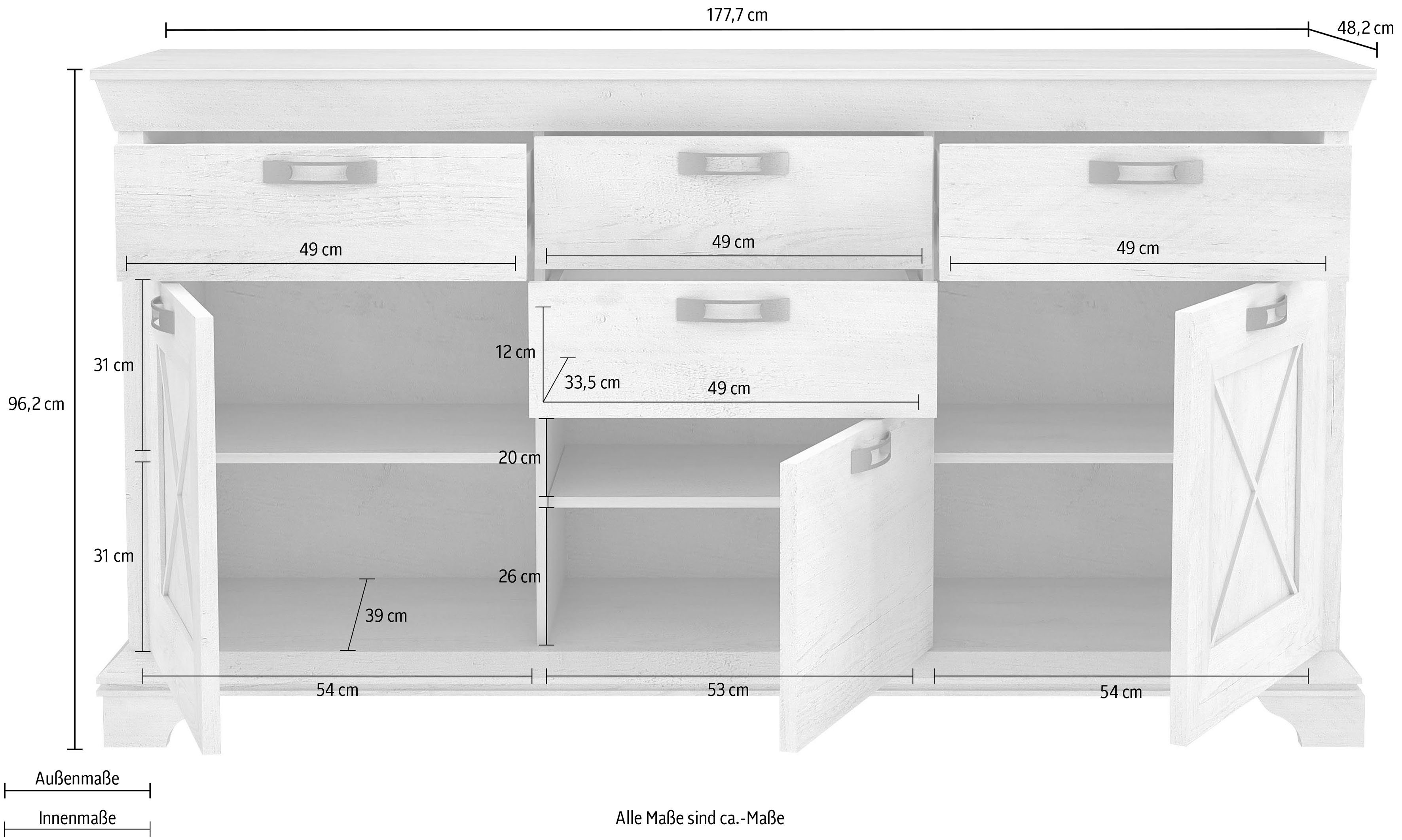 FORTE Dressoir Kashmir Breedte 177 cm