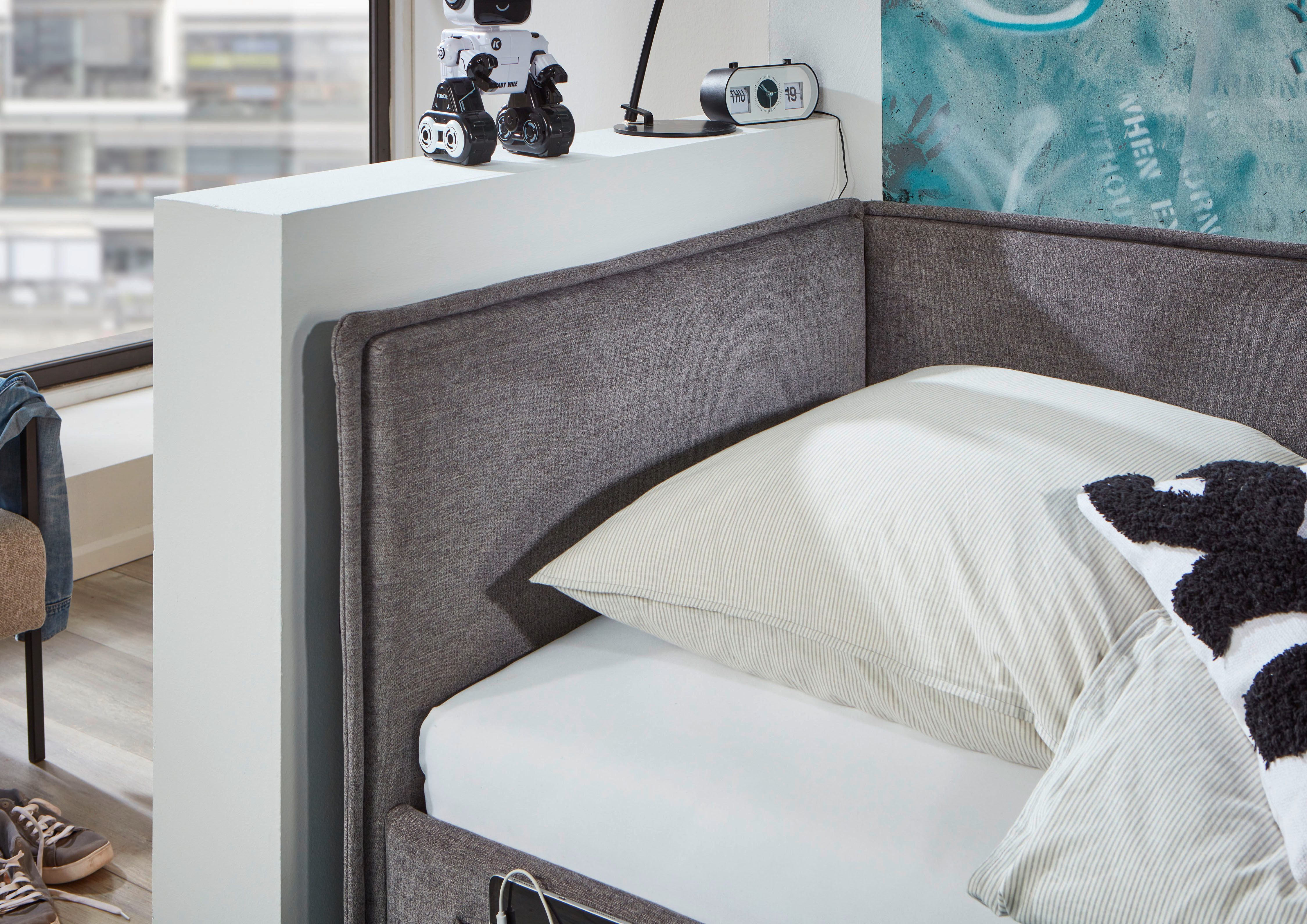 meise.möbel Kinderledikant FUN II Bekleed bed naar keuze met bedkist, tienerbed inclusief USB-aansluiting