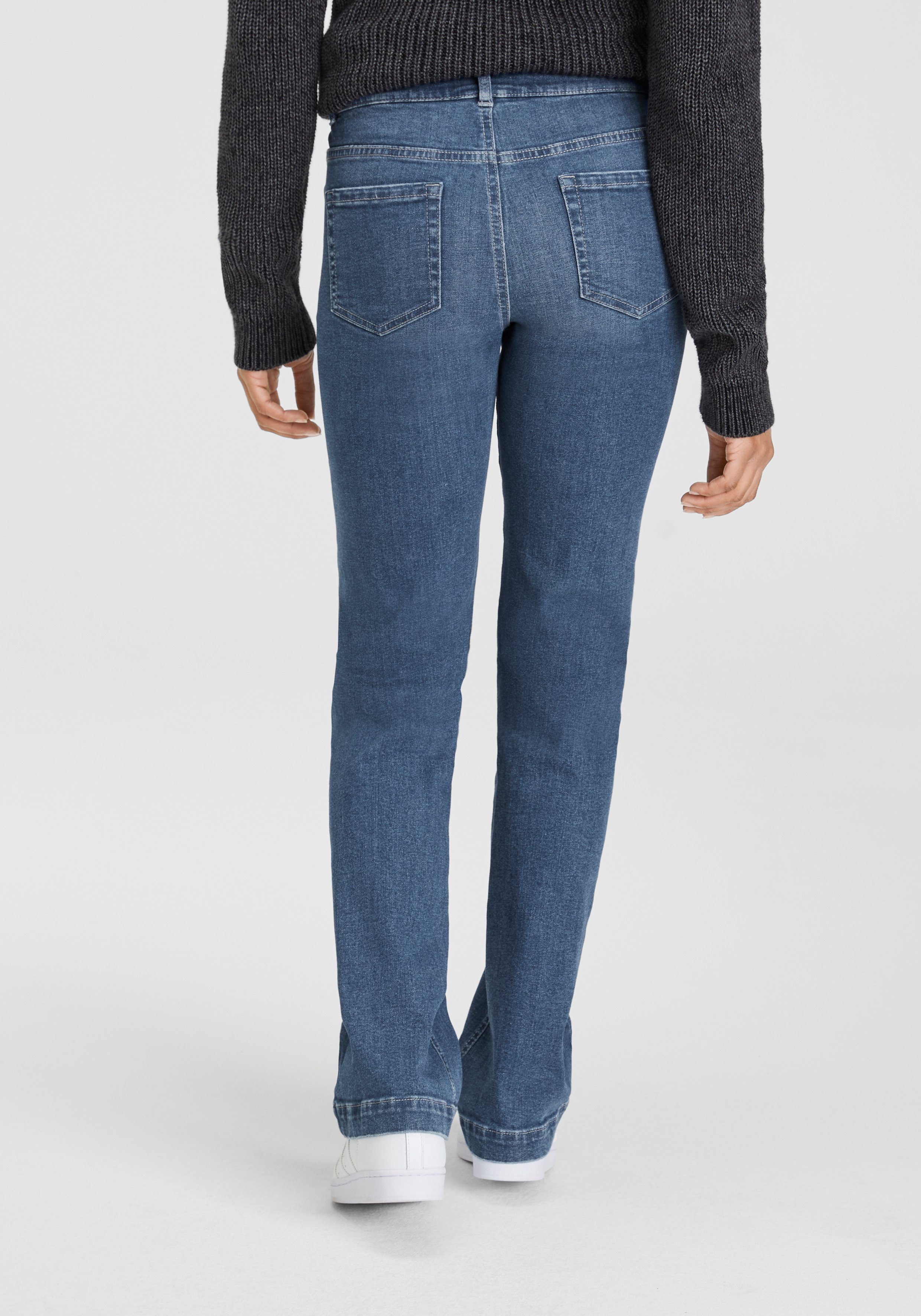 Arizona Rechte jeans wijde pasvorm, used-look-wassing, hoge taille