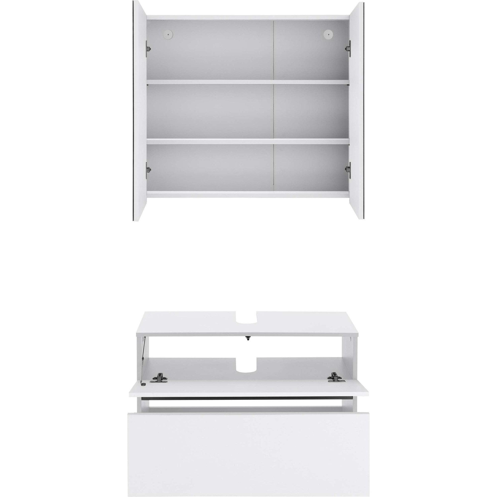 Home affaire Badmeubelset Wisla Spiegelschrank, WBU met sifonaansluiting en push-to-open, breedte 80 cm (set, 2 stuks)