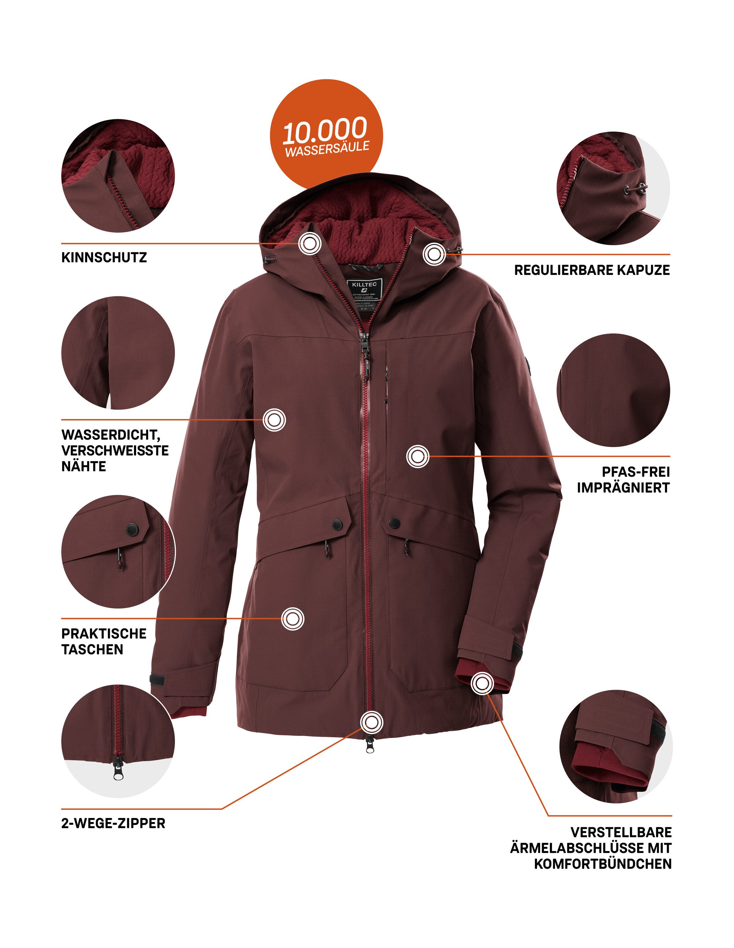 Killtec Parka KOW 16 WMN PRK Water- u. winddichte dames functionele parka met hoge ademend vermogen