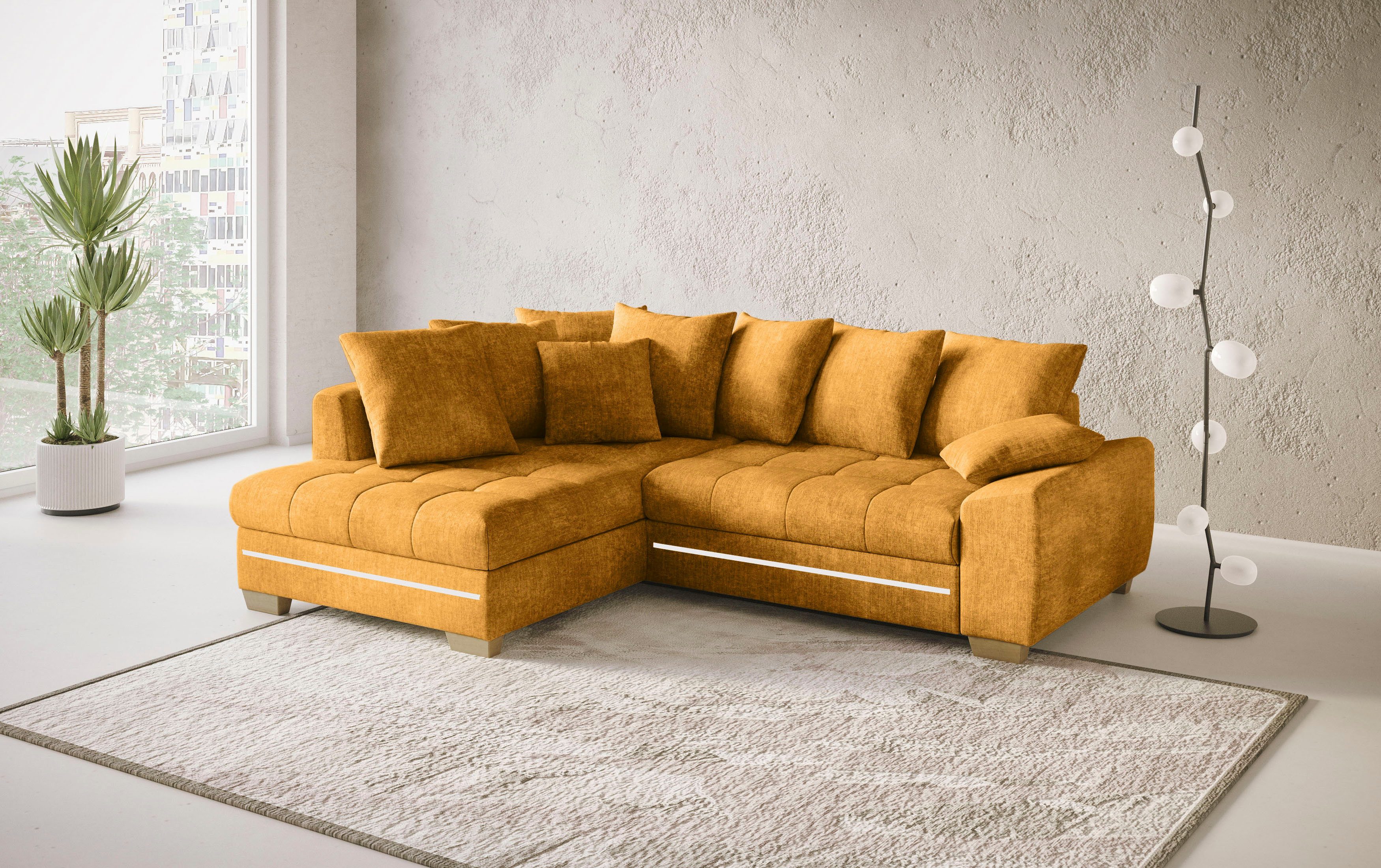 Mr. Couch Hoekbank Nikita II, L-vorm met rgb-led verlichting, optioneel met bed, bedlade, koudschuim
