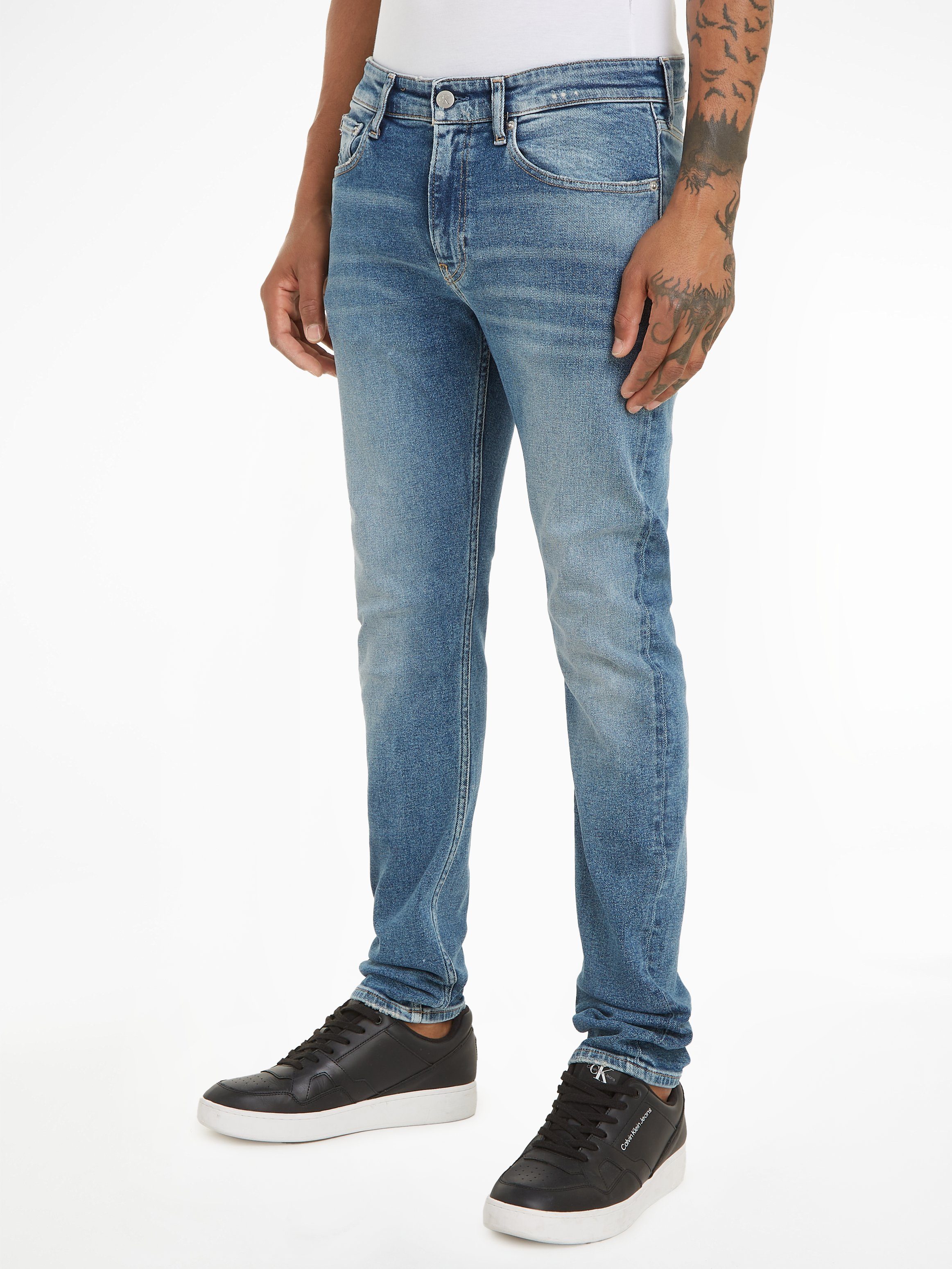 Calvin Klein Slim fit jeans SLIM TAPER in een klassiek 5-pocketsmodel heren slim fit jeans maat 32 blauw